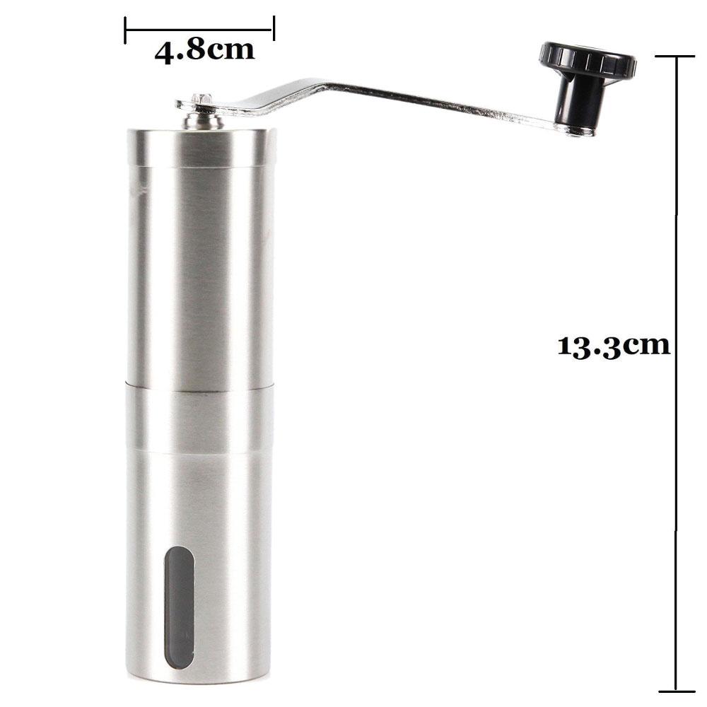 Coffee Bean Grinder - Stainless Steel Ceramic Burr Manual Hand Crank Nut Mill 7
