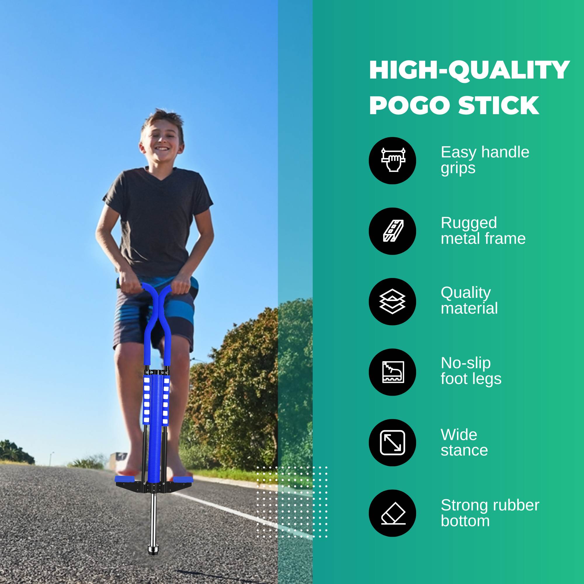 Blue Pogo Stick Kids - Childrens Jumping Jackhammer Exercise Hopper Toy 6