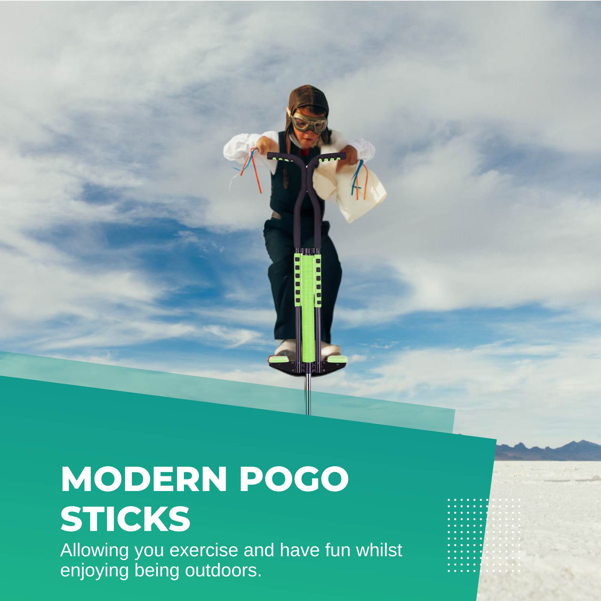 Green Pogo Stick Kids - Childrens Jumping Jackhammer Exercise Hopper Toy 3
