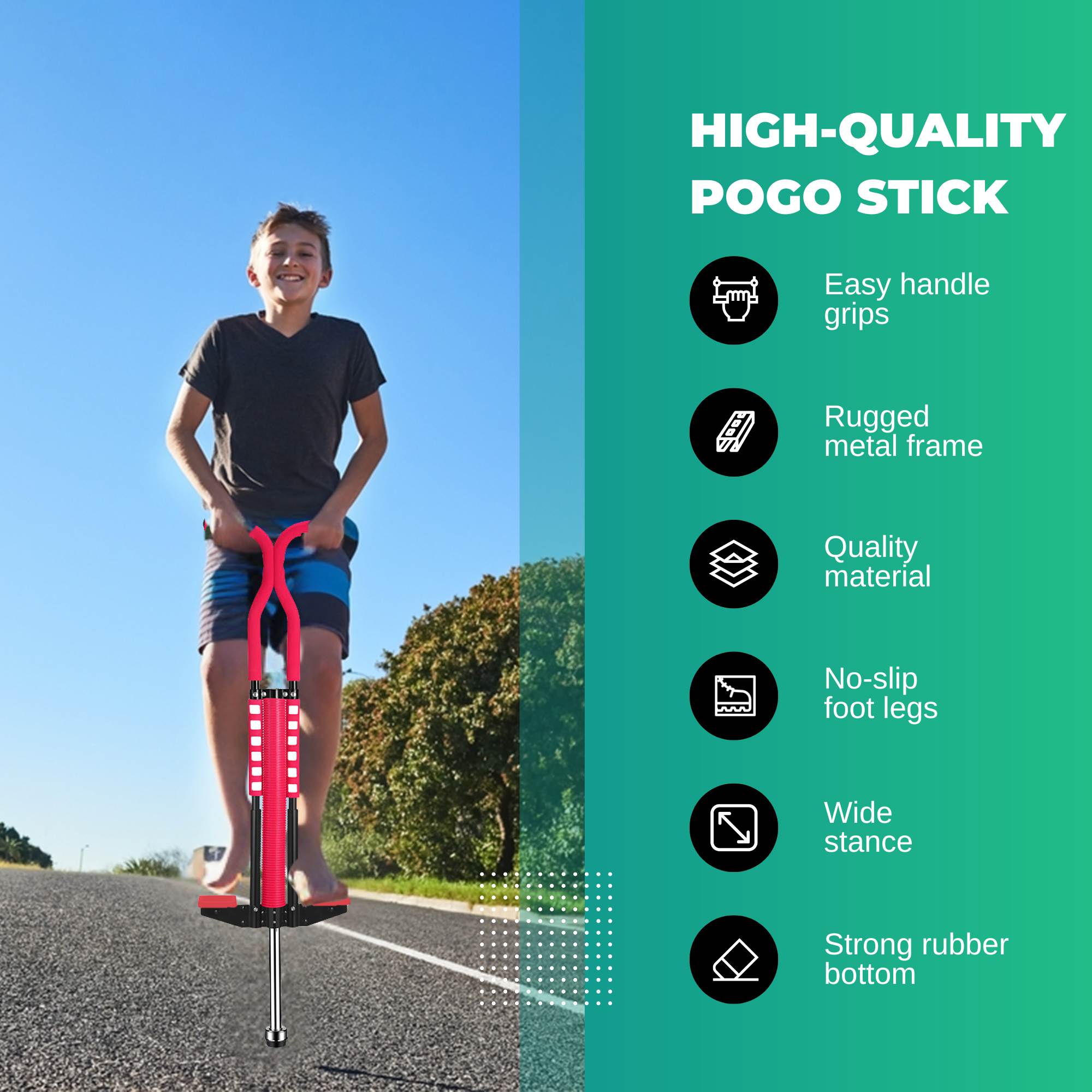 Red Pogo Stick Kids - Childrens Jumping Jackhammer Exercise Hopper Toy 6