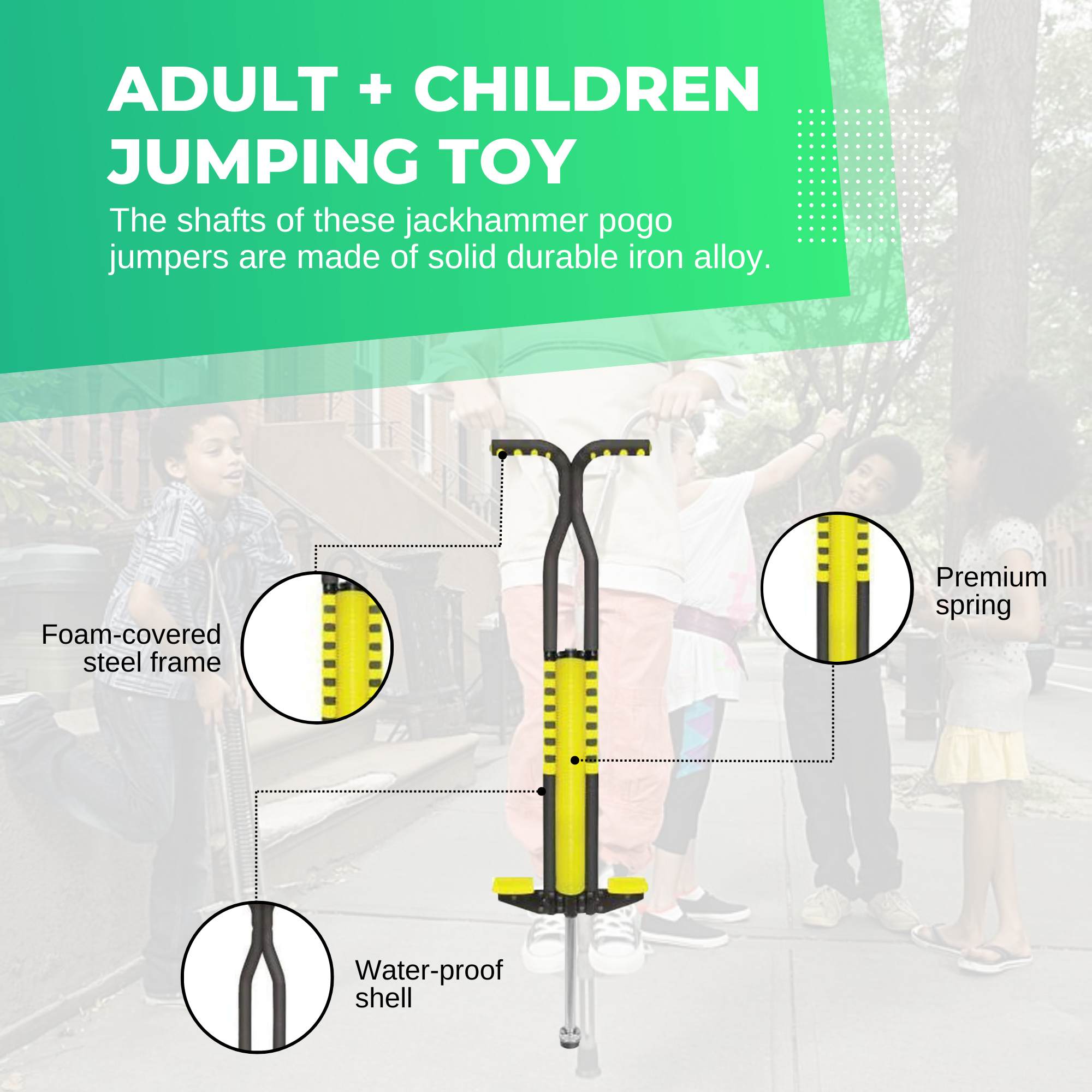 Black and Yellow Pogo Stick - Children's Large Jumping Jackhammer Toy 4