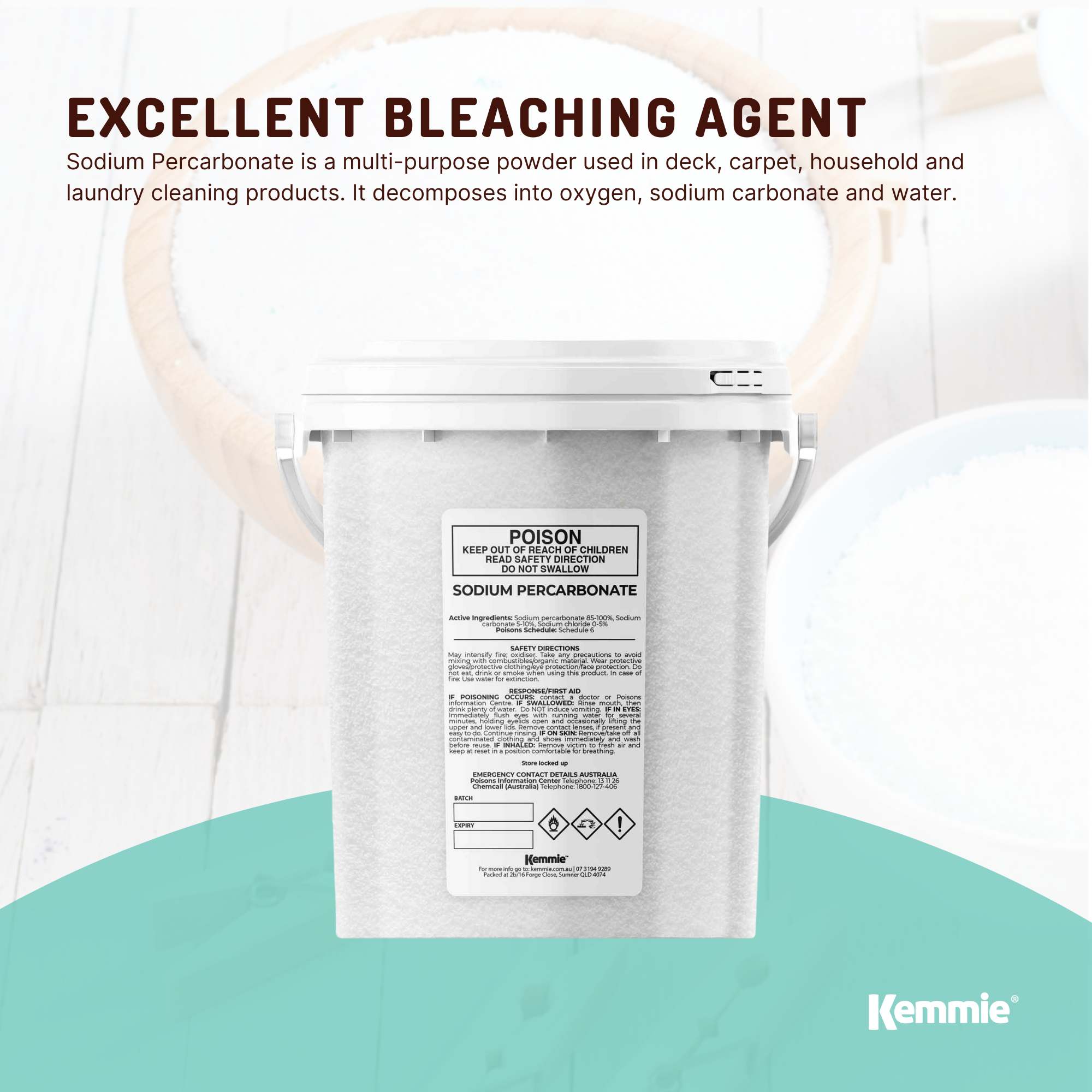 1.3Kg Sodium Percarbonate Tub - Eco Laundry Cleaner Brew Sanitiser Oxygen Bleach 5