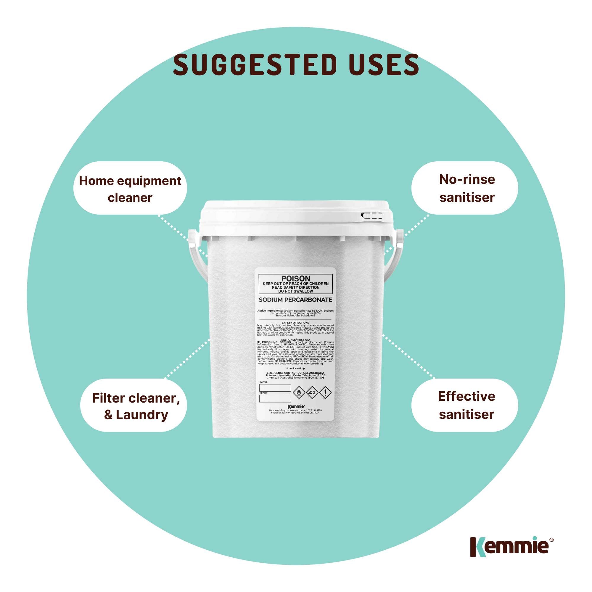 1.3Kg Sodium Percarbonate Tub - Eco Laundry Cleaner Brew Sanitiser Oxygen Bleach 7