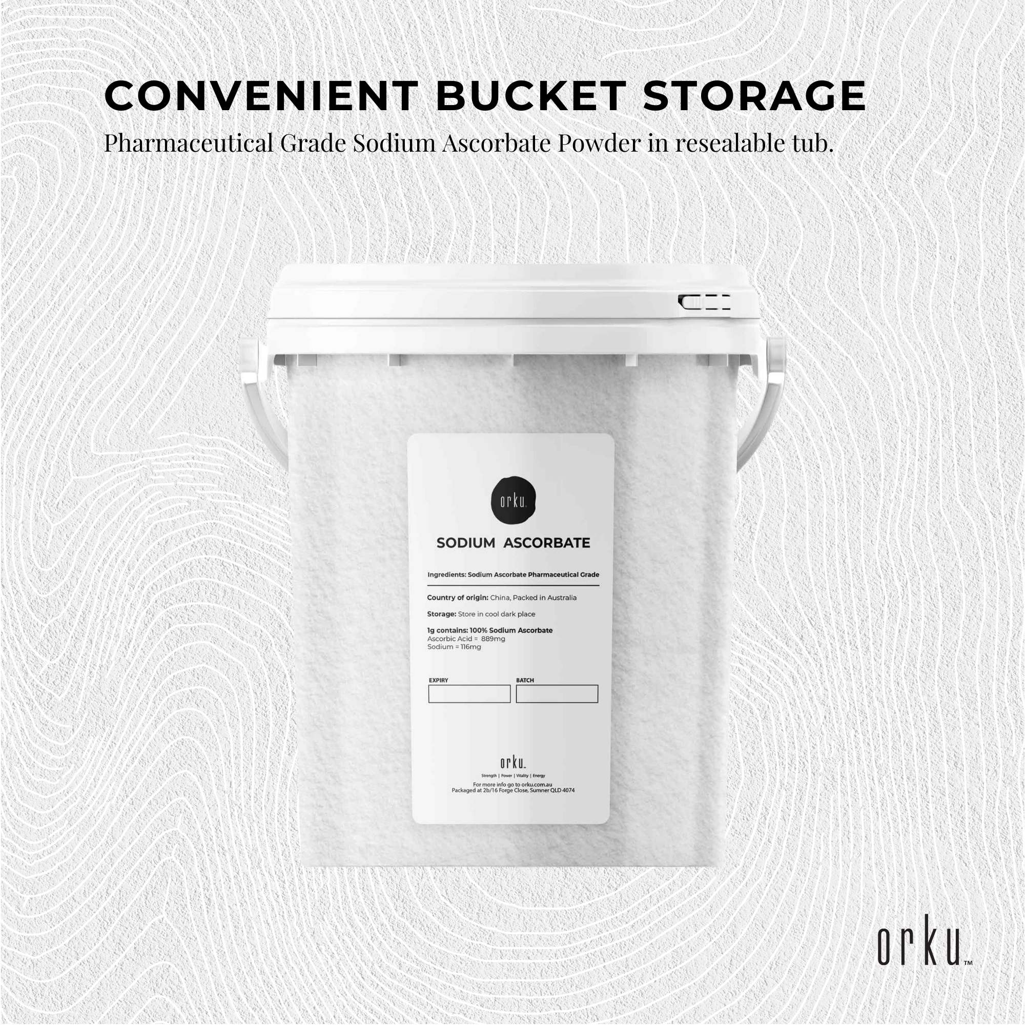 1.2Kg Sodium Ascorbate Powder - Tub Vitamin C Pharmaceutical Grade Ascorbic Acid 3