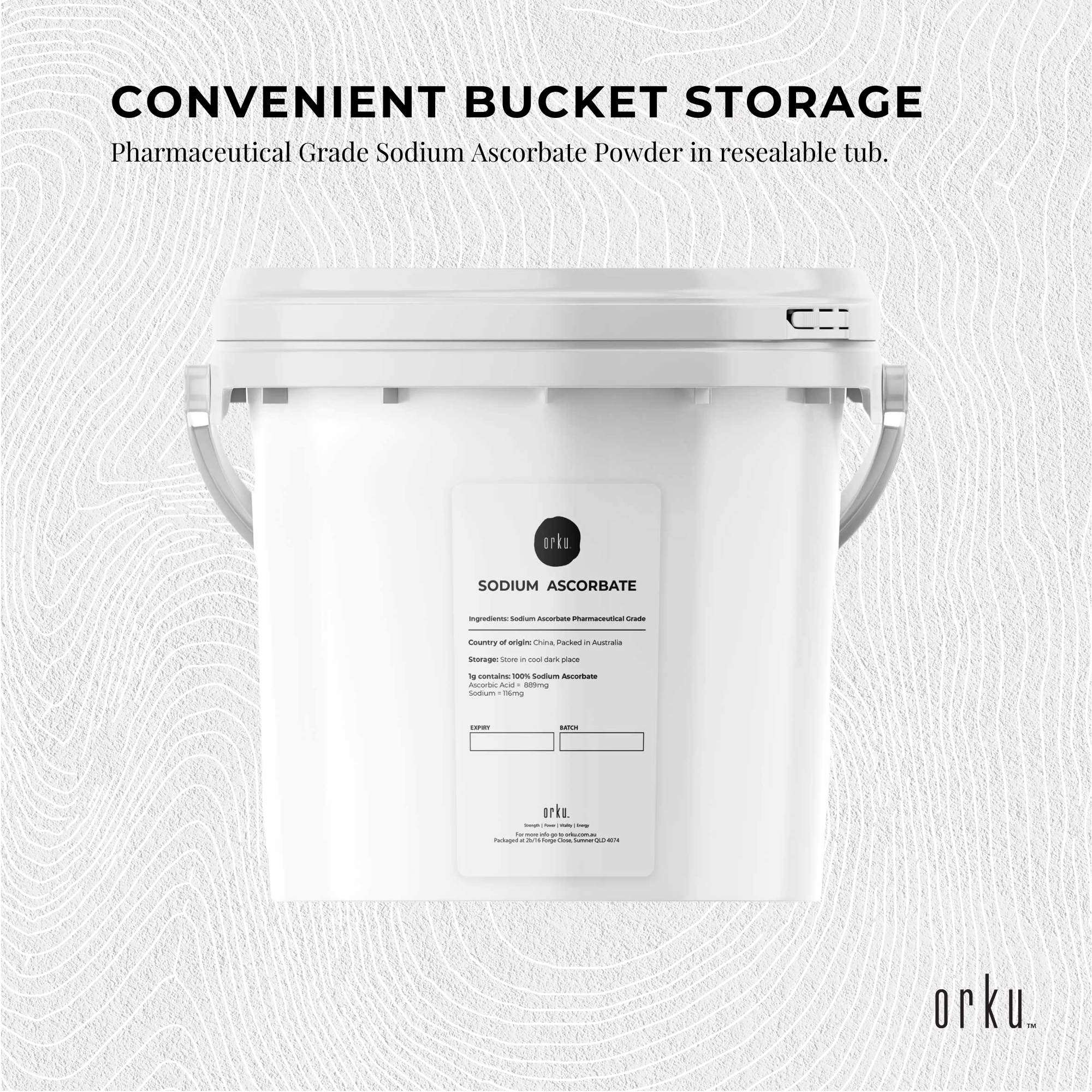 5Kg Sodium Ascorbate Powder Tub - Vitamin C Buffered Pharmaceutical Ascorbic Acid 3