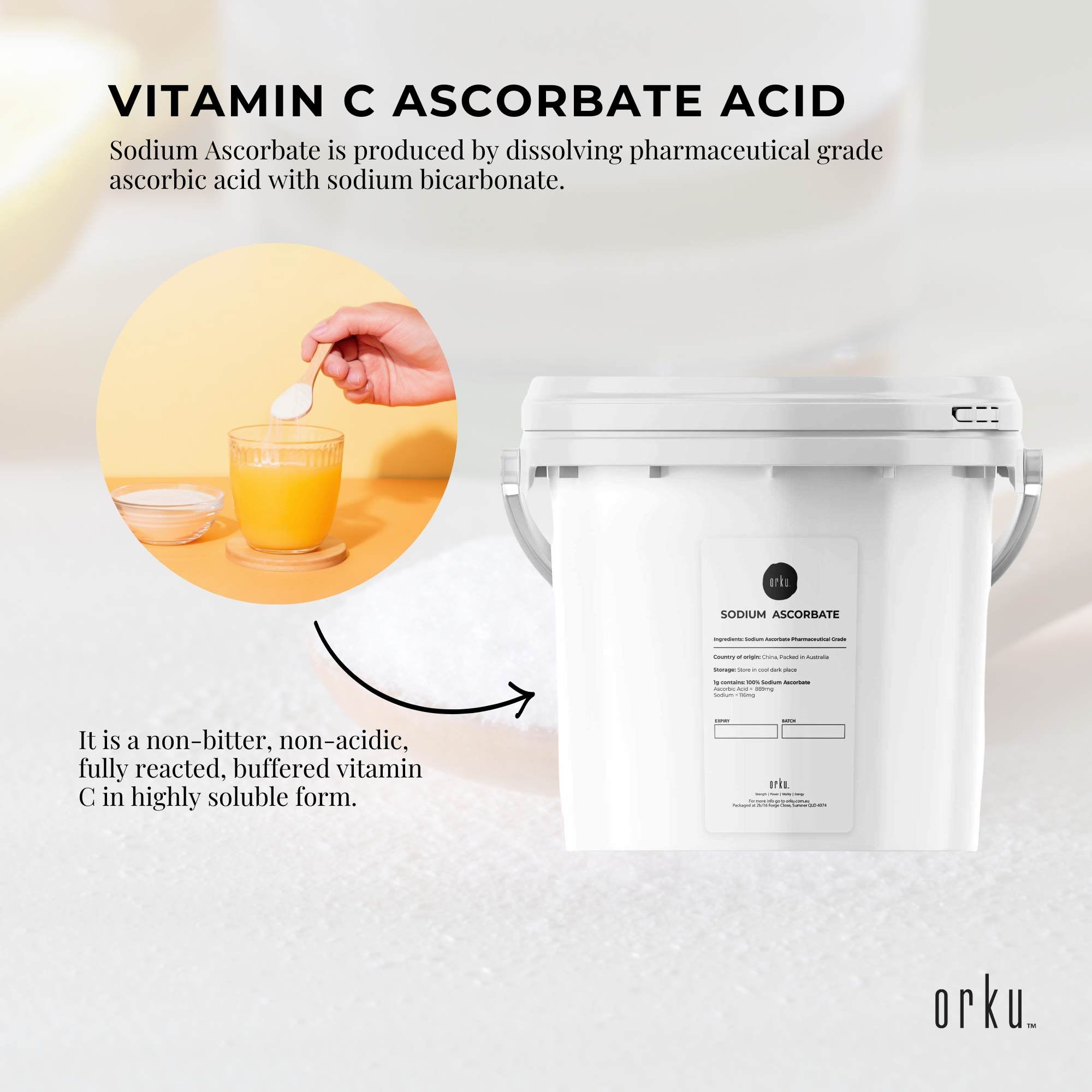 5Kg Sodium Ascorbate Powder Tub - Vitamin C Buffered Pharmaceutical Ascorbic Acid 4