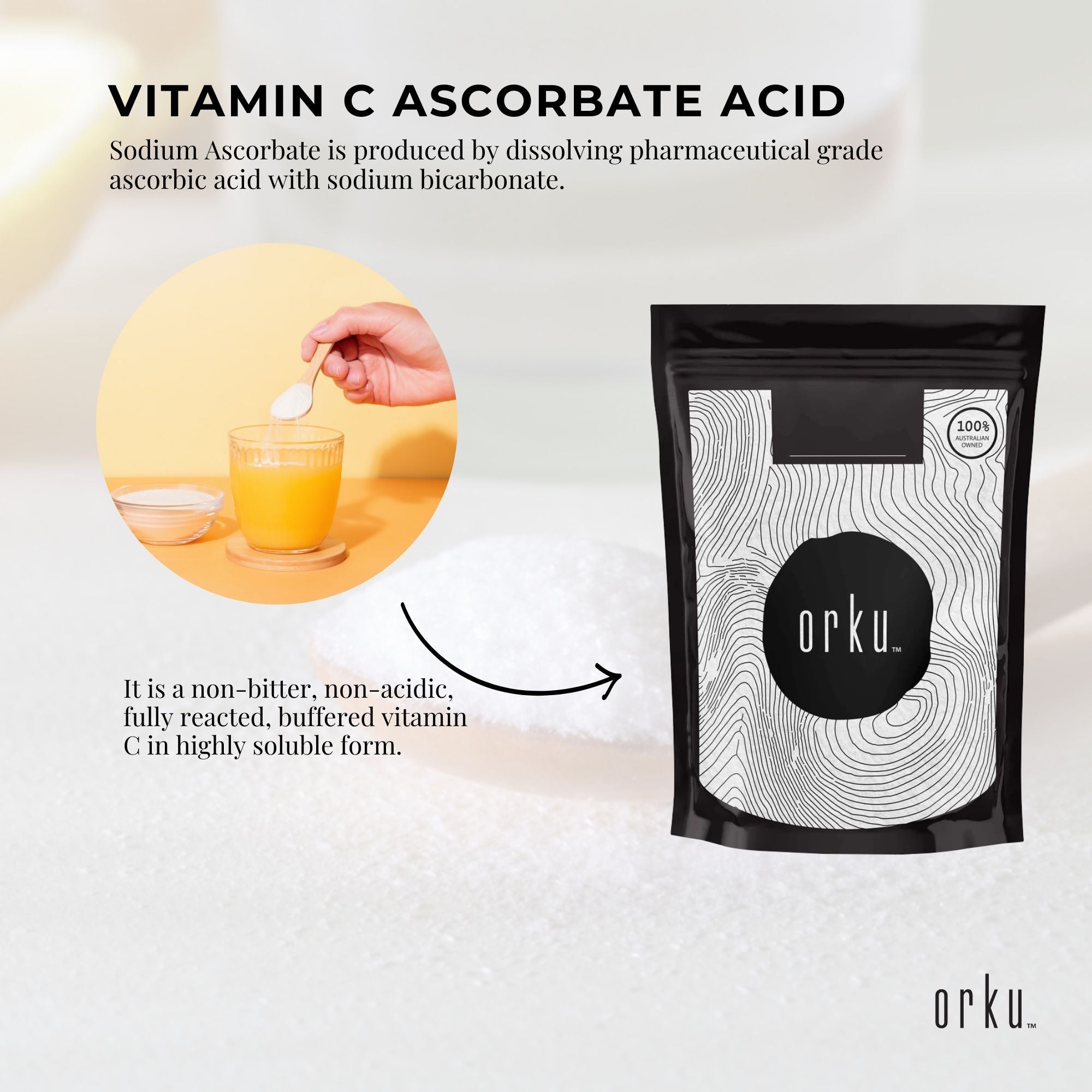 400g Sodium Ascorbate Powder - Vitamin C Buffered Pharmaceutical Ascorbic Acid 4