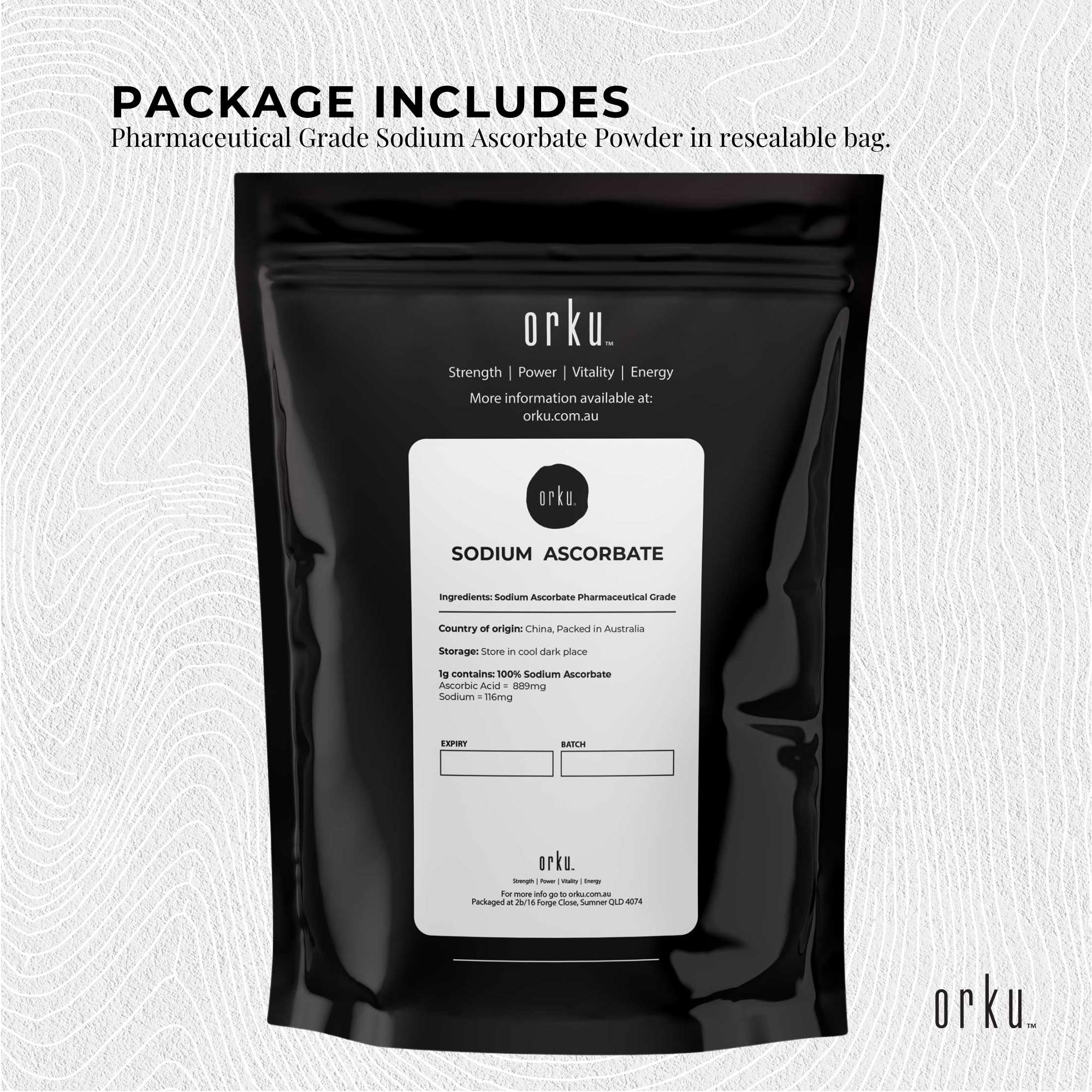 400g Sodium Ascorbate Powder - Vitamin C Buffered Pharmaceutical Ascorbic Acid 3