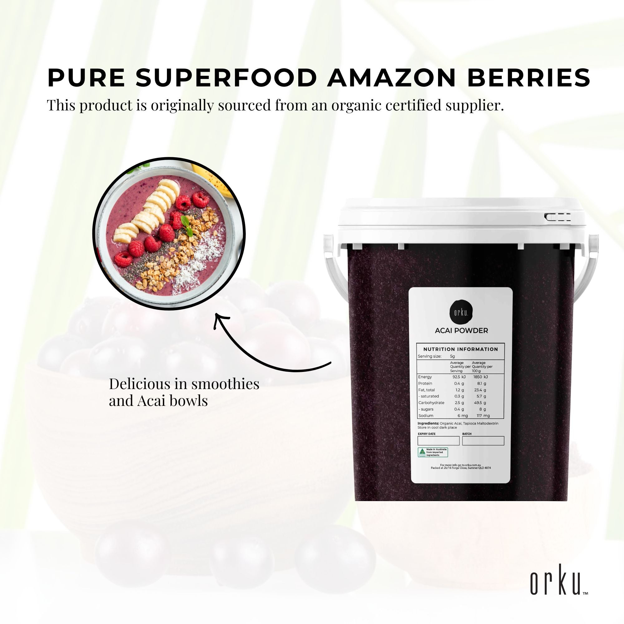 700g Acai Powder Bucket 100% Organic - Superfood Amazon Berries 4