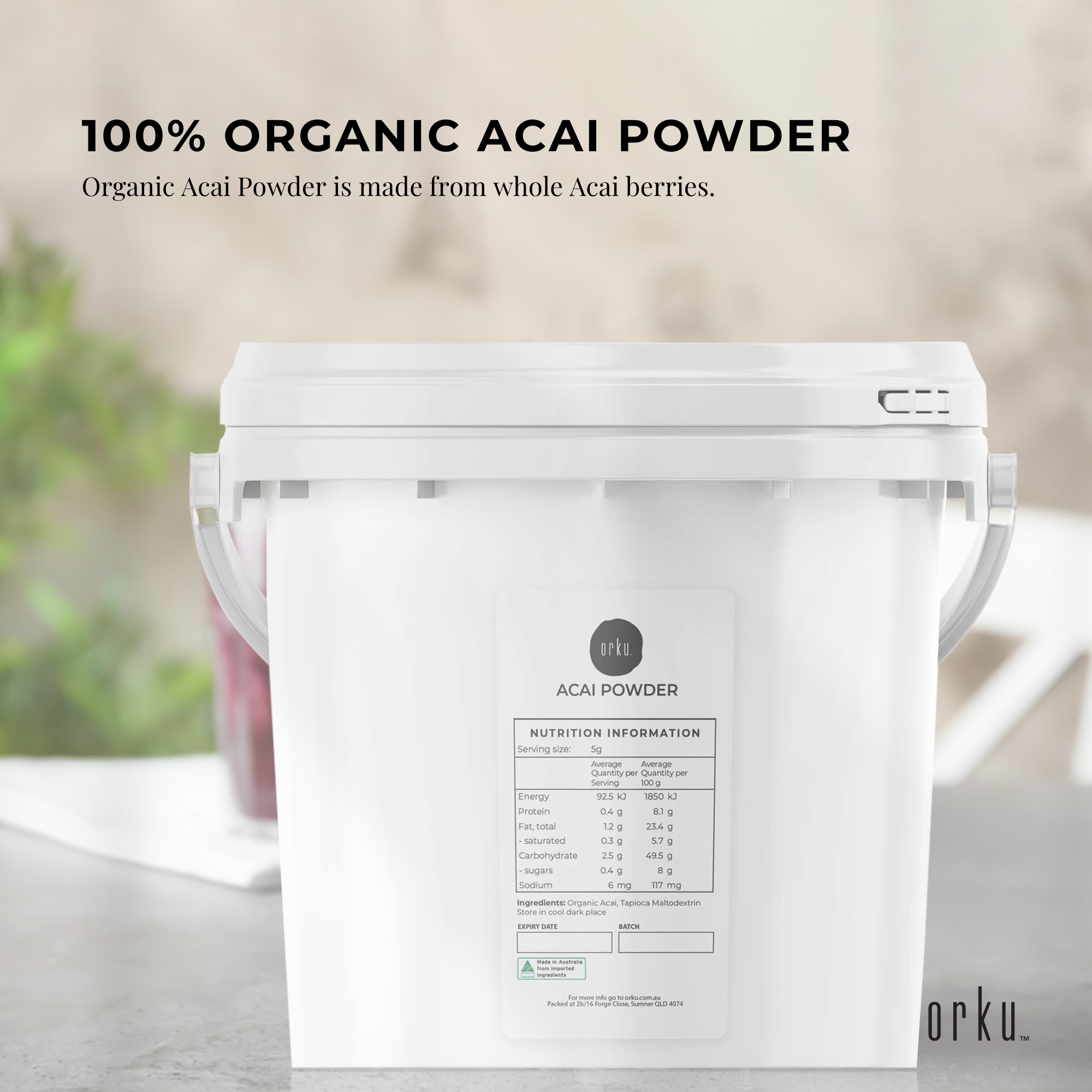 2.5kg Acai Powder Bucket 100% Organic - Superfood Amazon Berries