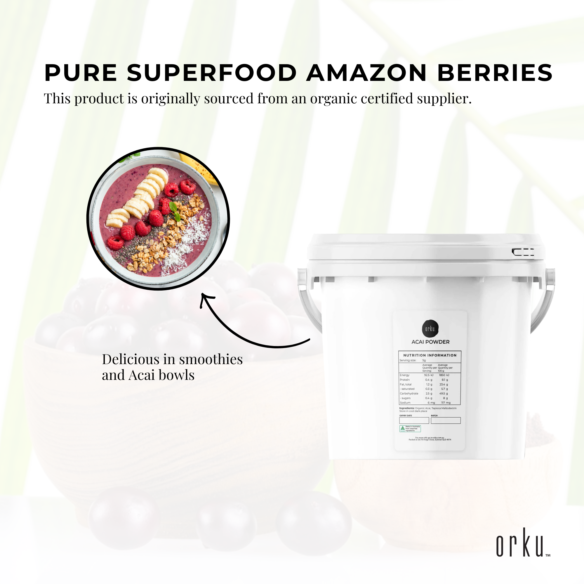 2.5kg Acai Powder Bucket 100% Organic - Superfood Amazon Berries 7