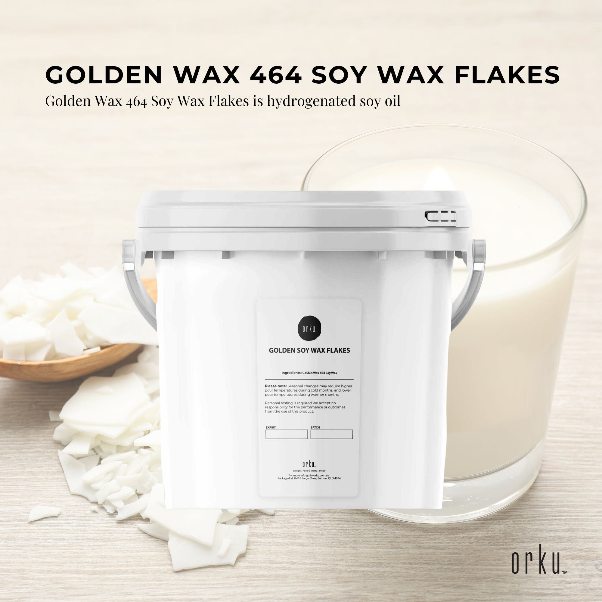 2Kg Golden 464 Soy Wax Flakes Bucket - 100% Pure Natural DIY Candle Melts Chips 3