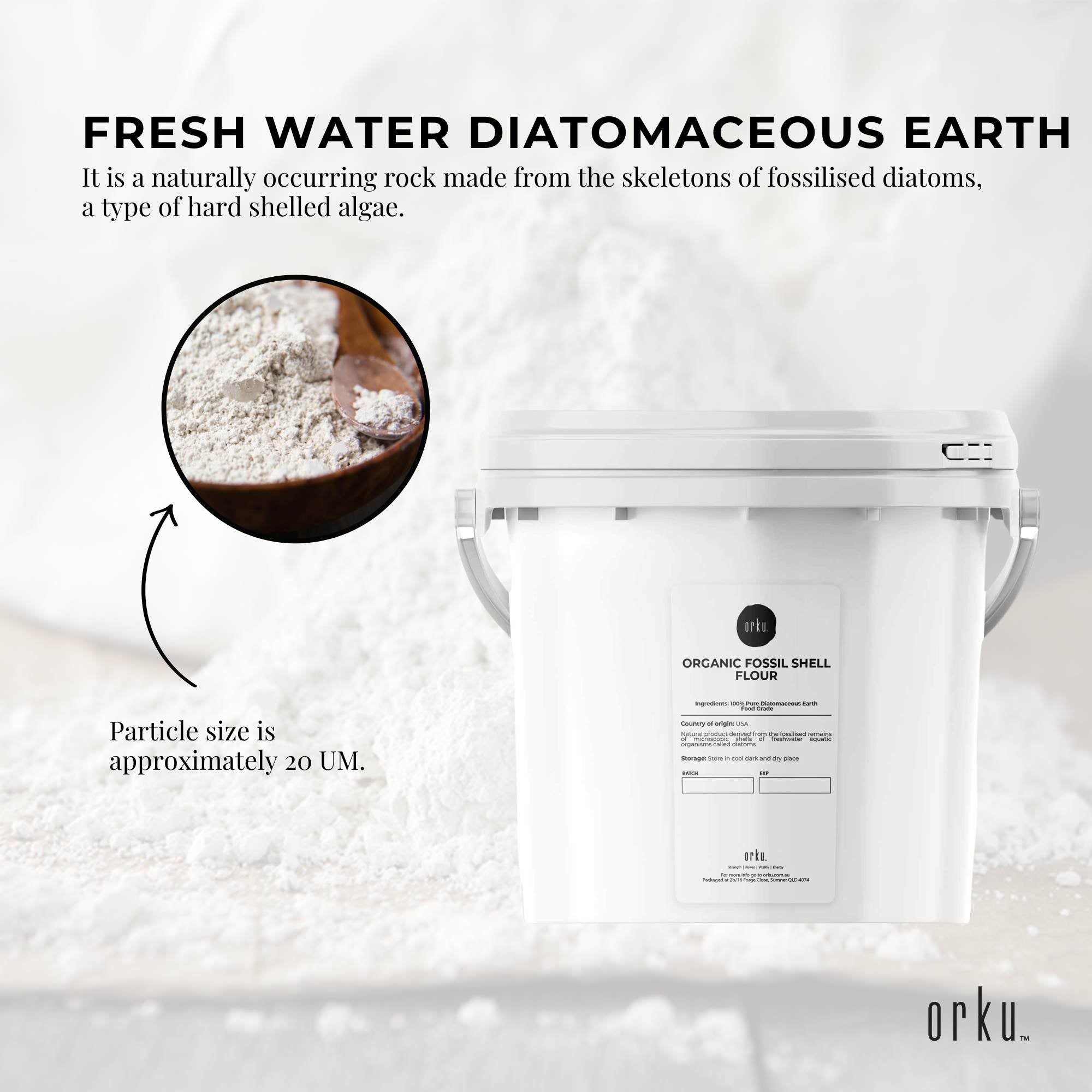 1.4Kg Organic Fine Diatomaceous Earth Tub - Food Grade Fossil Shell Flour Powder 4
