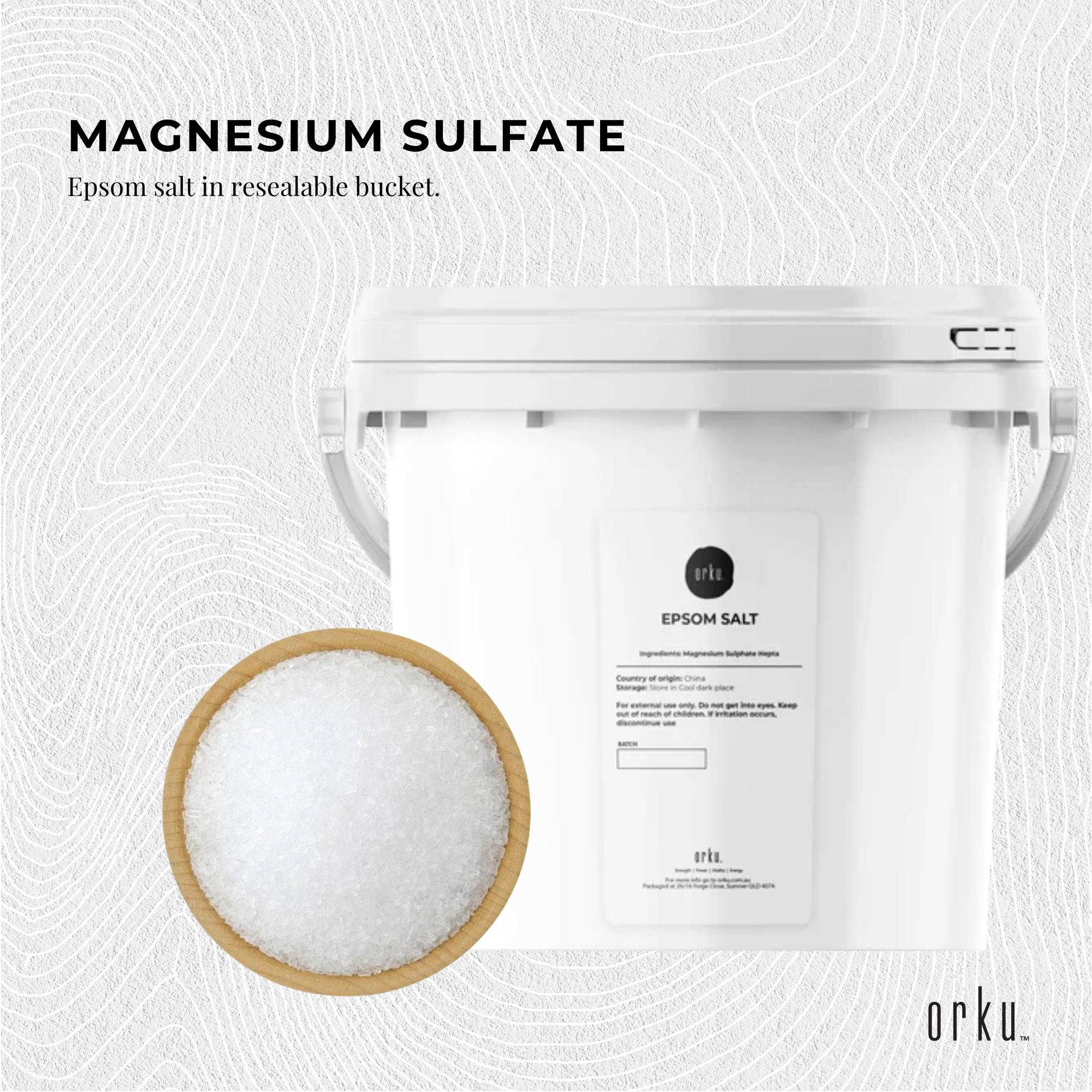 Orku 5kg Epsom Salt Tub - Magnesium Sulphate For Bath Skin Body Skin Care 3