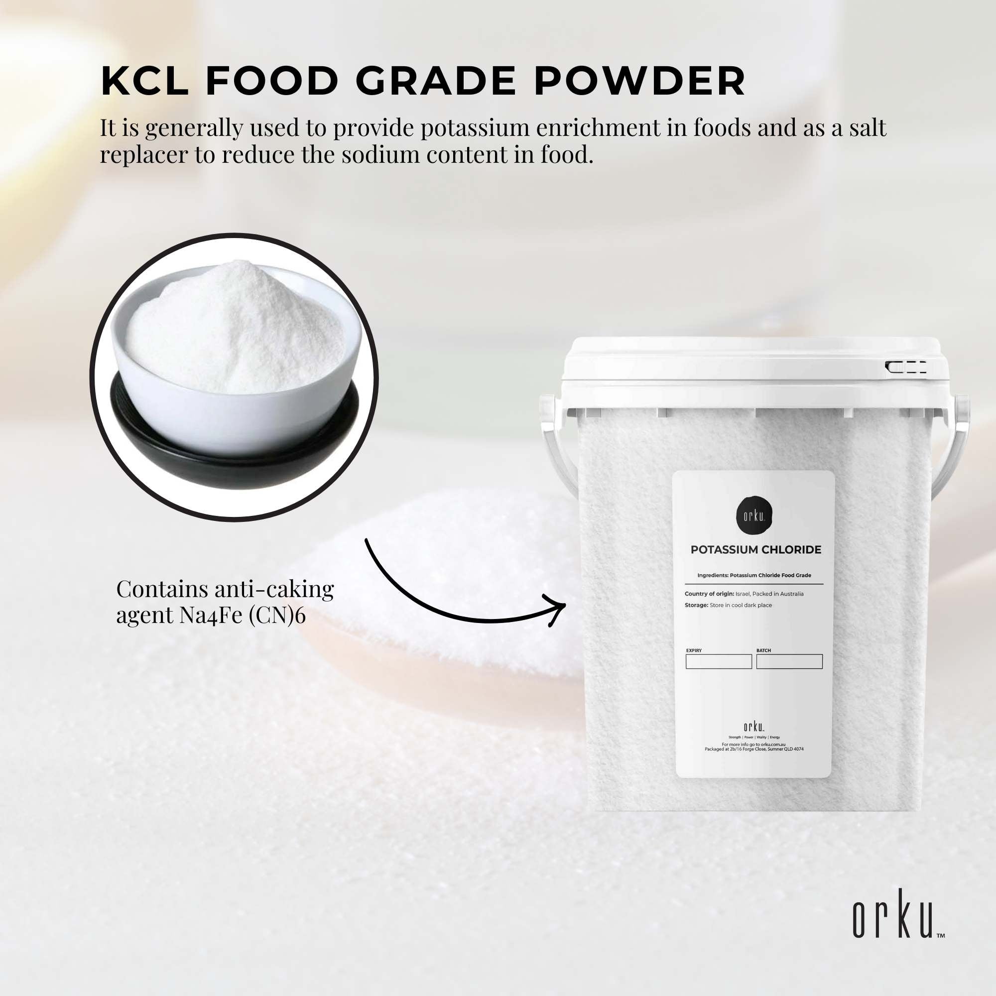 1.3Kg Potassium Chloride Powder Tub - Pure KCL E508 Food Grade Replacer 4