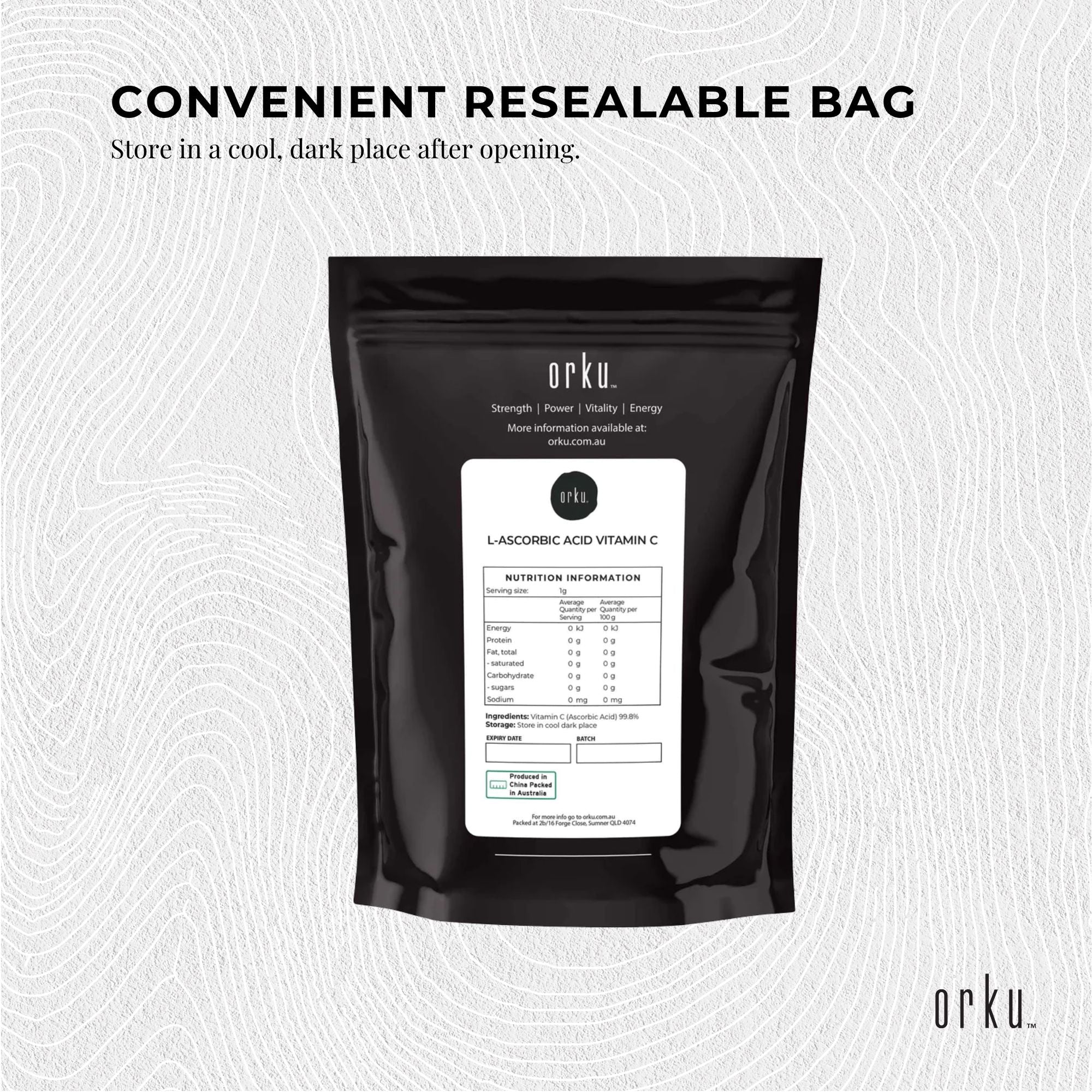 Orku 2Kg Vitamin C Powder Pure L-Ascorbic Acid - USP Grade Non-GMO 4