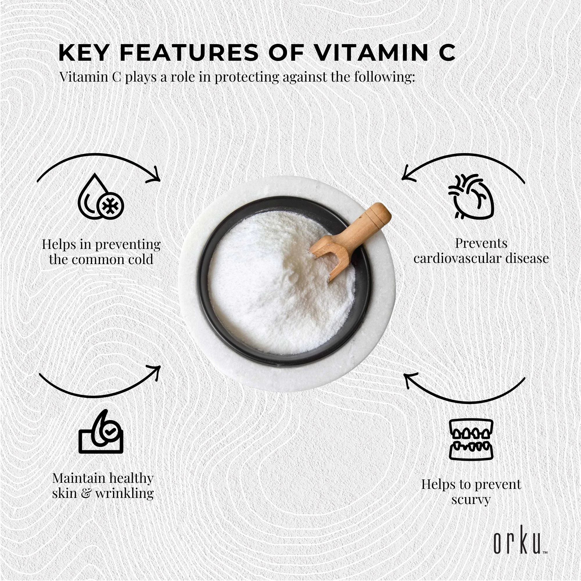 Orku Bulk 10Kg Vitamin C Powder Pure L-Ascorbic Acid - USP Grade Non-GMO 6