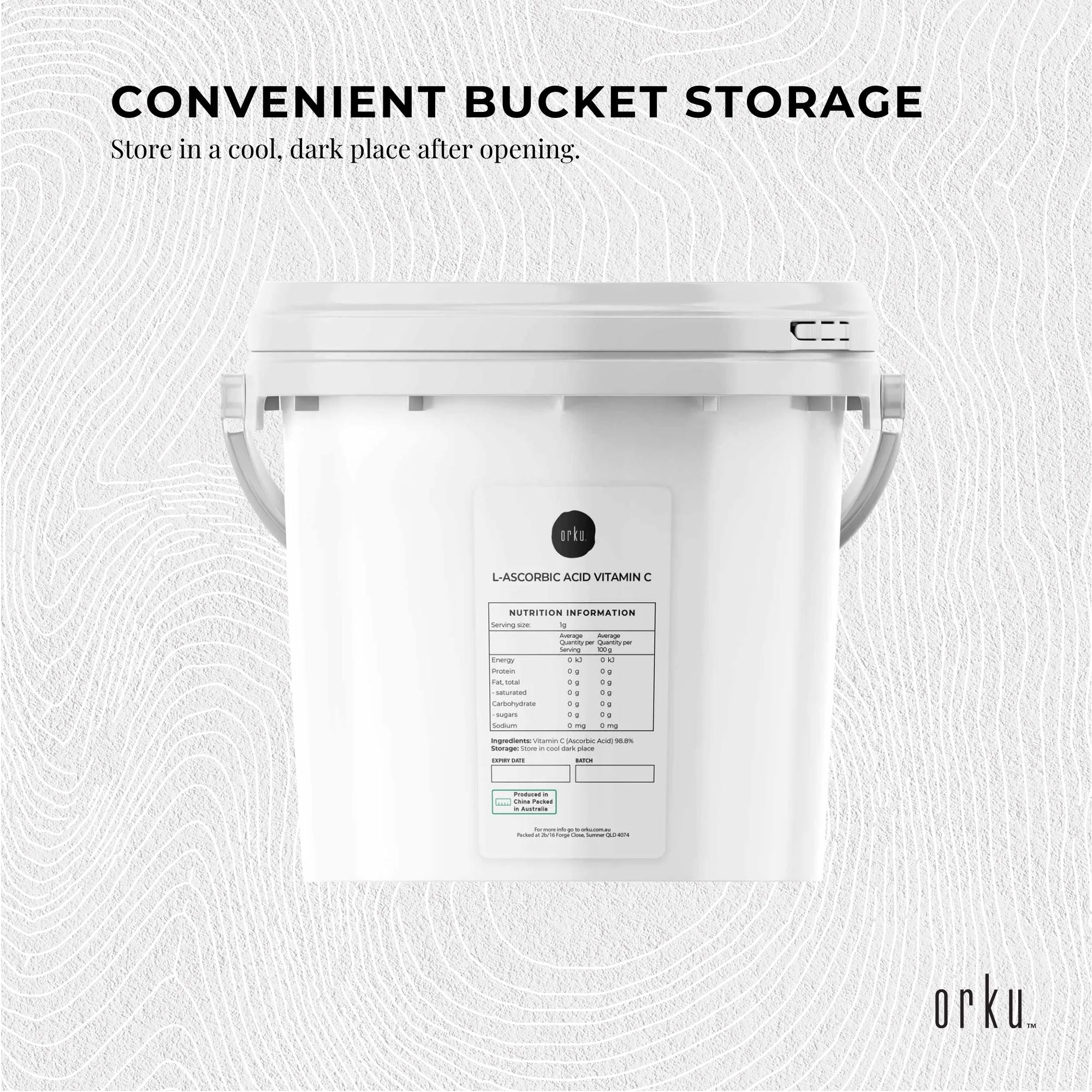 Orku 5Kg Vitamin C Powder in Tub Pure L-Ascorbic Acid - USP Grade Non-GMO 4