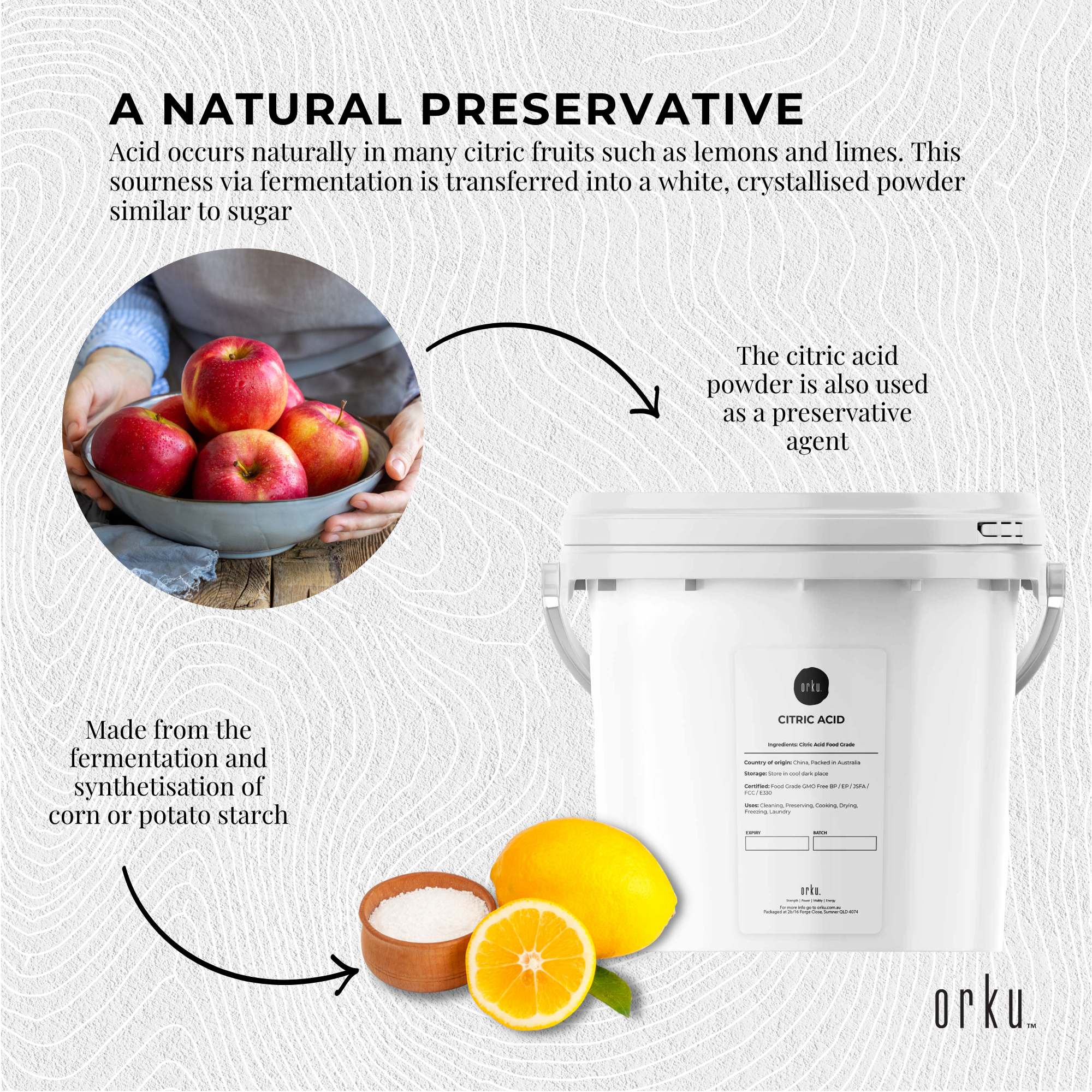 5Kg Citric Acid Powder Tub - Food Grade Anhydrous GMO Preservative Free c6h807 4