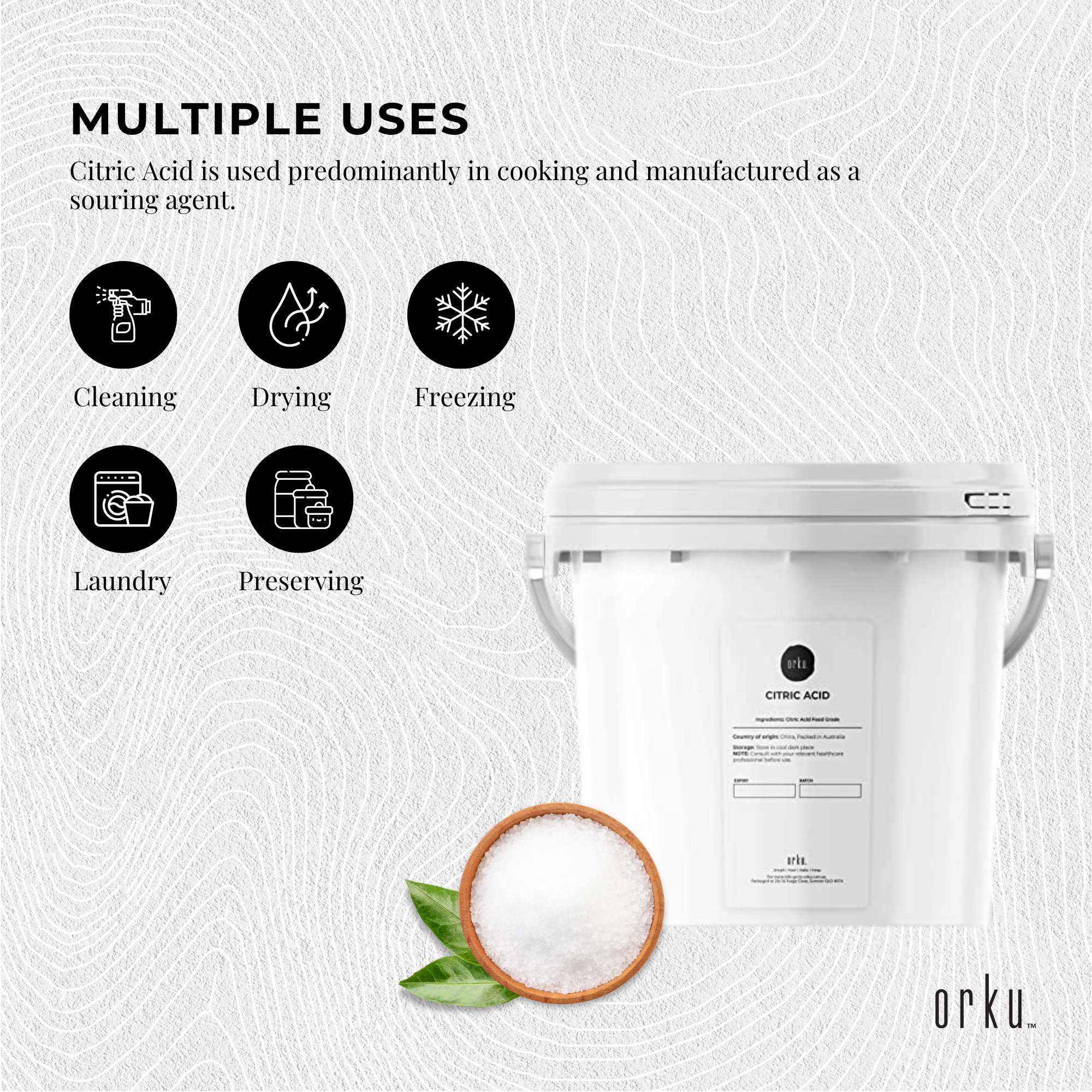 5Kg Citric Acid Powder Tub - Food Grade Anhydrous GMO Preservative Free c6h807 5