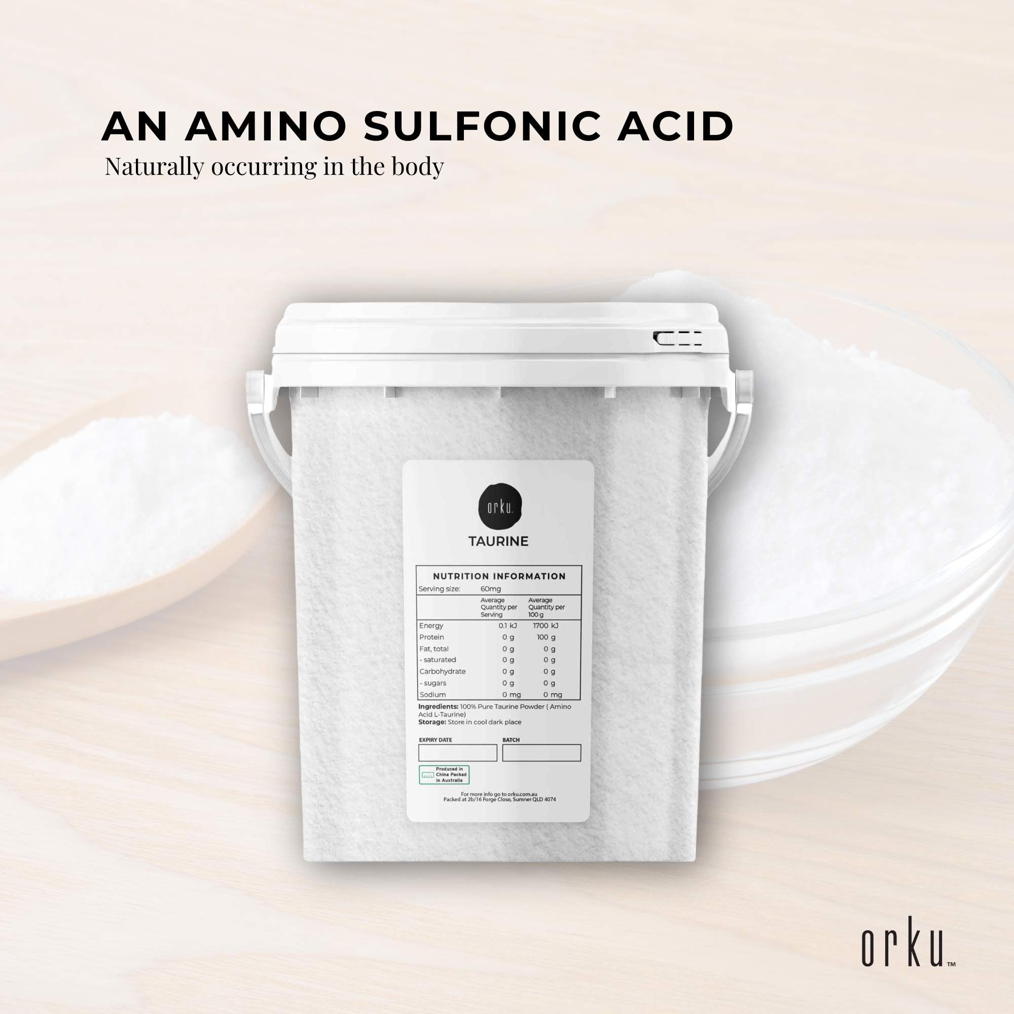 1.3kg Taurine Powder Tub - Pure Amino Acid L-Taurine Vitamin Supplement 4