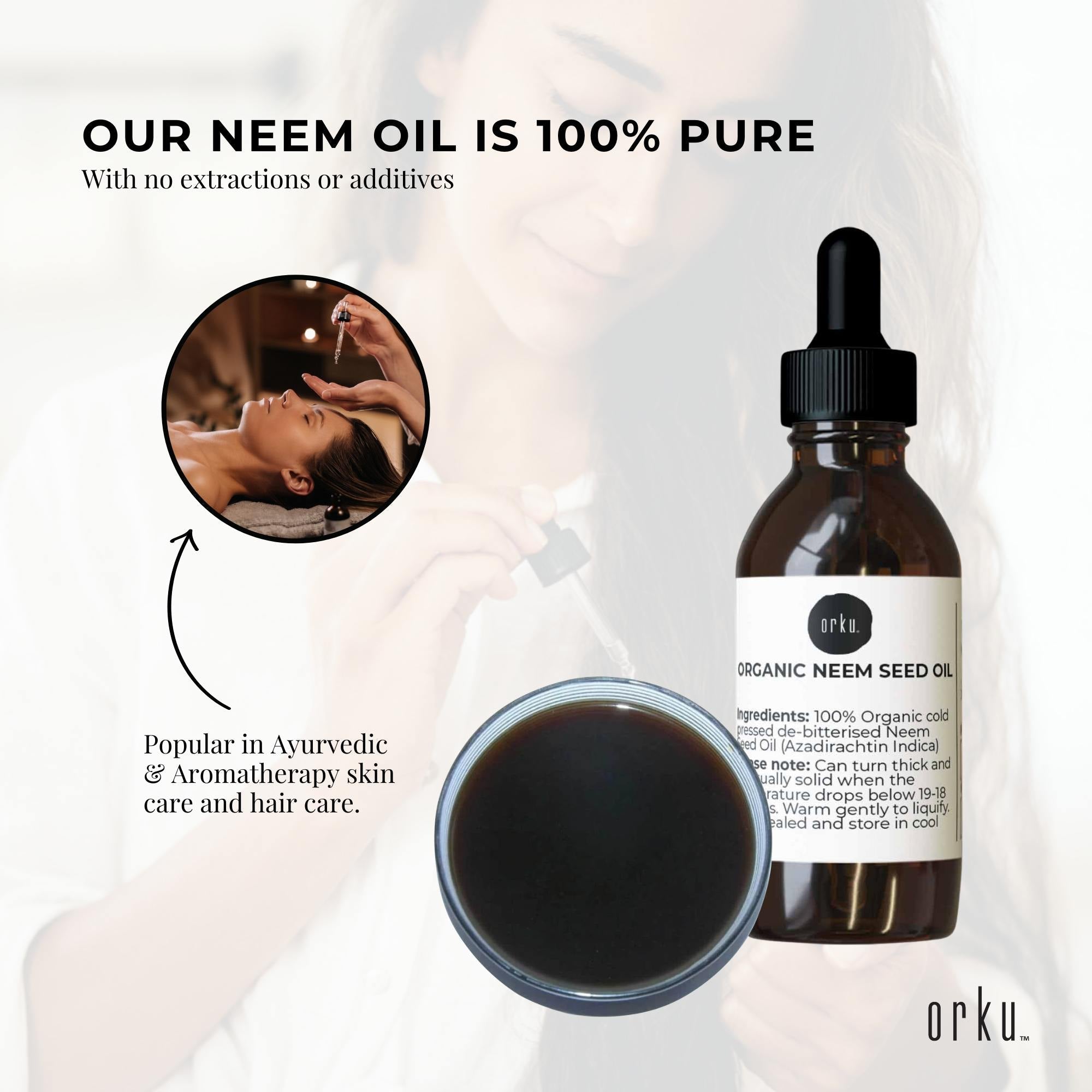 Orku 25ml Organic Neem Seed Oil - Debitterised Cold Pressed Azadirachtin Indica 4