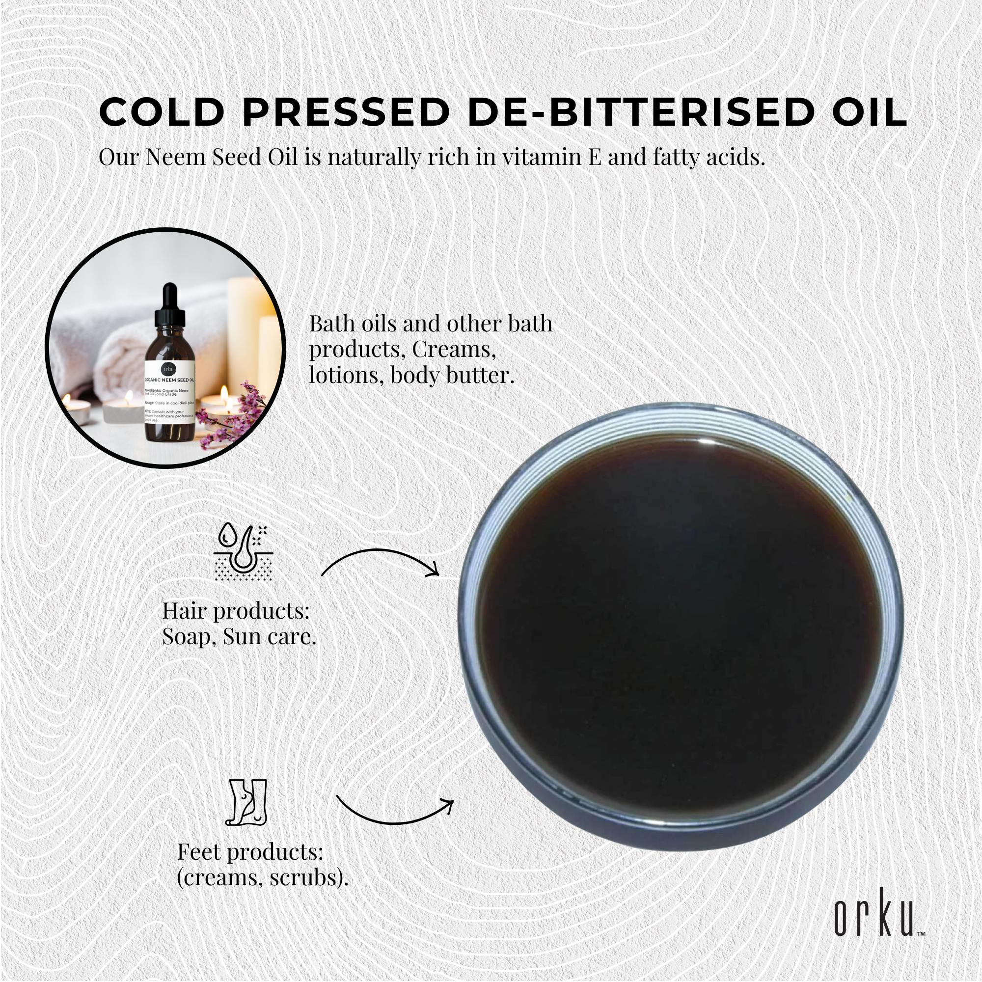Orku 25ml Organic Neem Seed Oil - Debitterised Cold Pressed Azadirachtin Indica 5