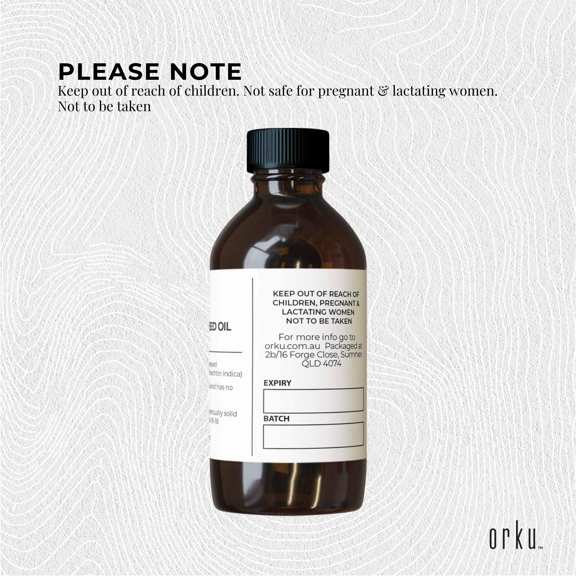 Orku 30ml Organic Neem Seed Oil - Debitterised Cold Pressed Azadirachtin Indica 9