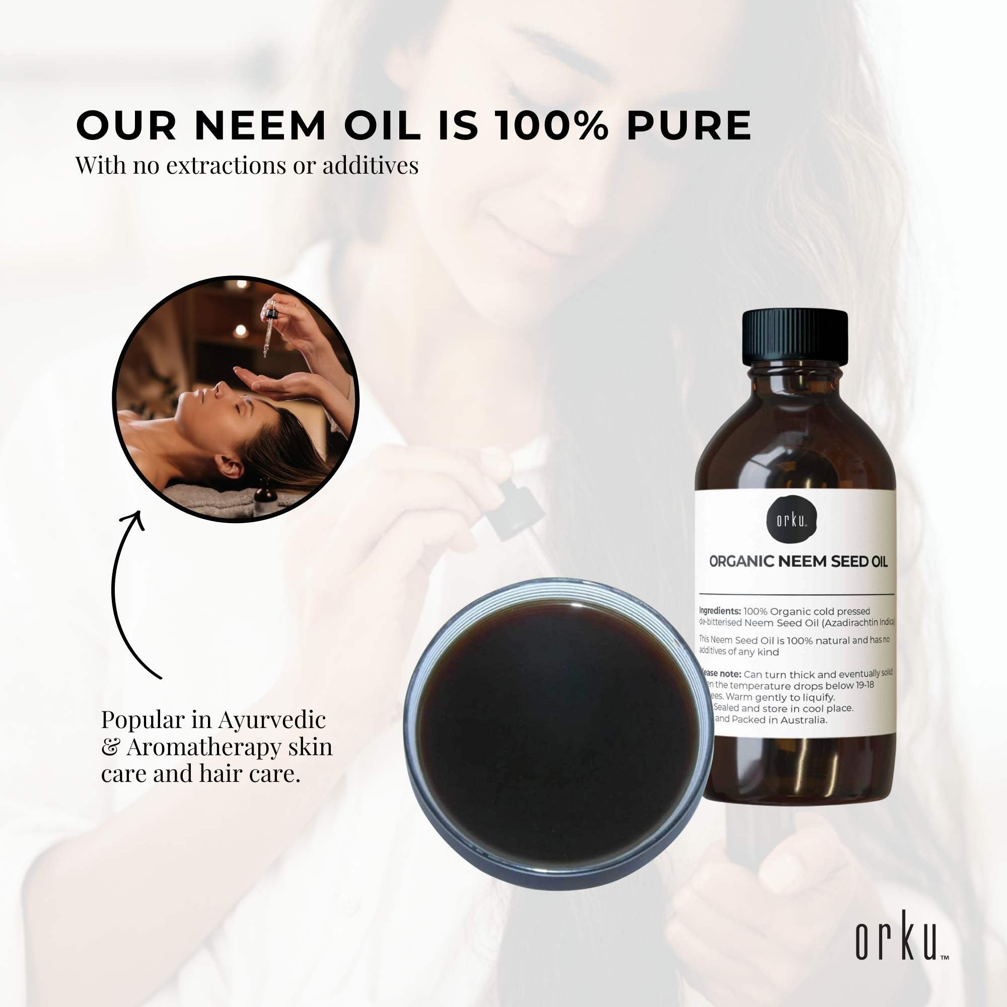 Orku 100ml Organic Neem Seed Oil  Debitterised Cold Pressed Azadirachtin Indica 4