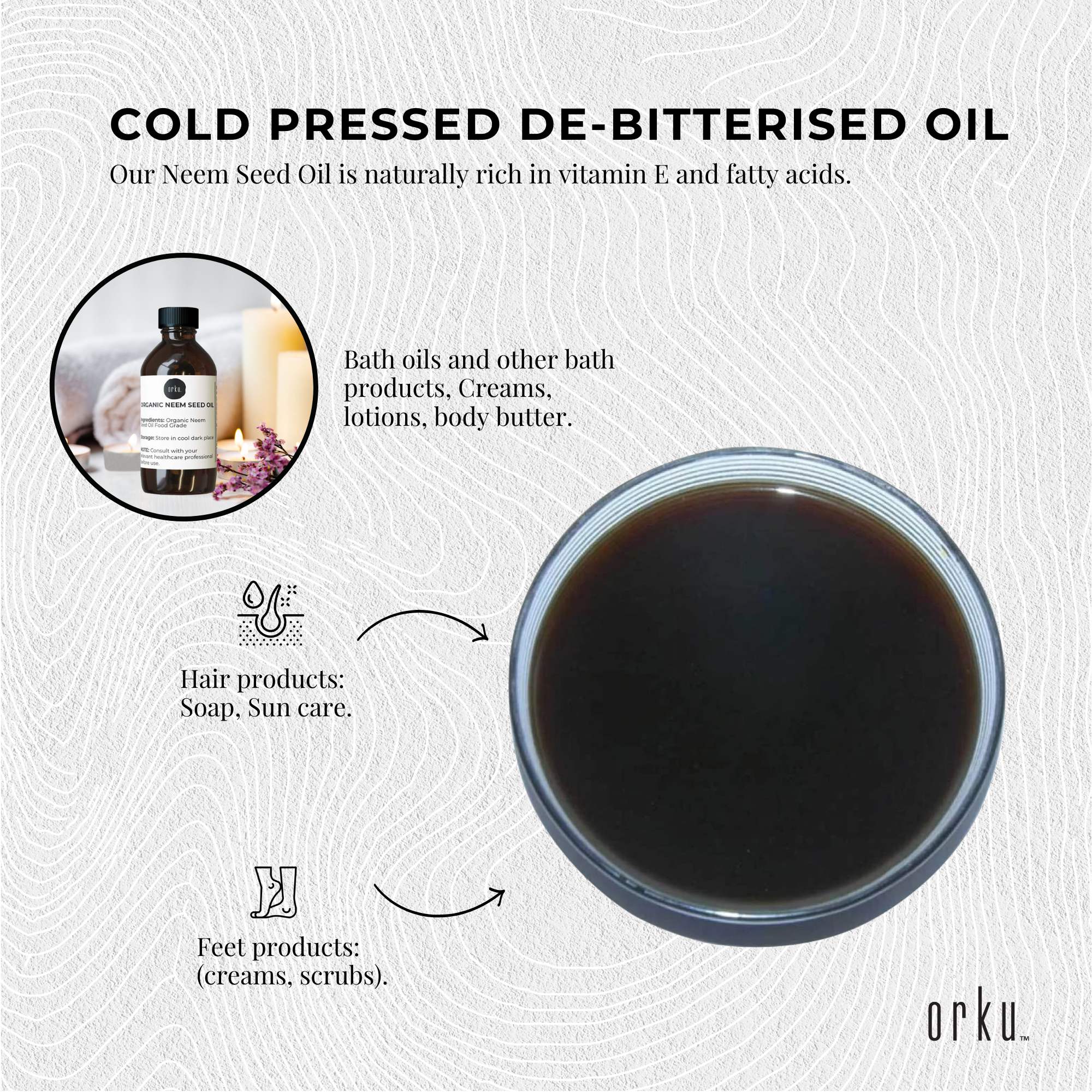 Orku 100ml Organic Neem Seed Oil  Debitterised Cold Pressed Azadirachtin Indica 5