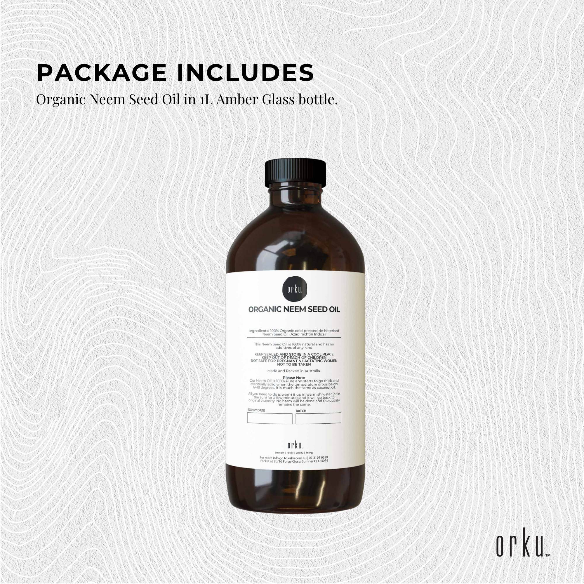 Orku 500ml Organic Neem Seed Oil Debitterised Cold Pressed Azadirachtin Indica 3