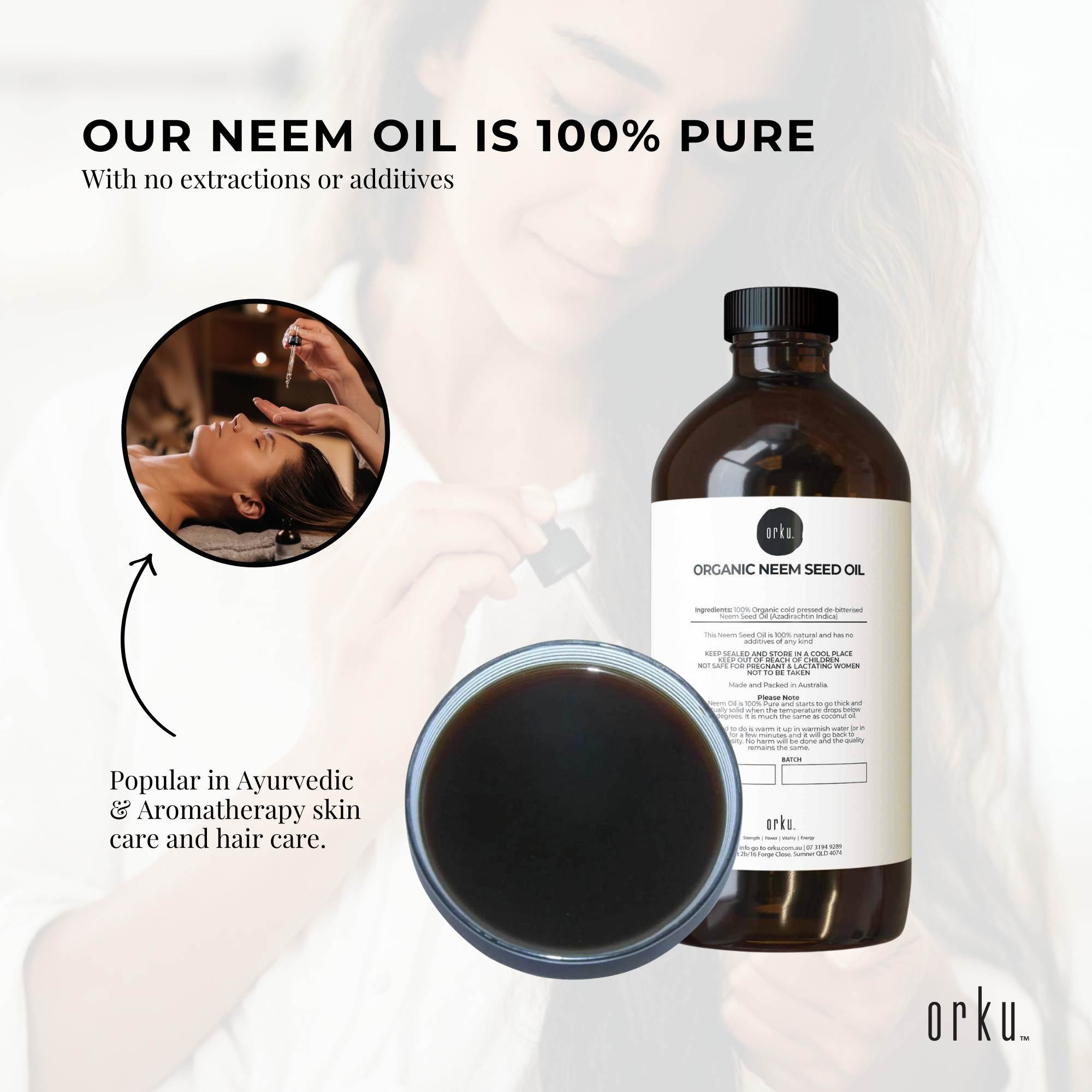 Orku 500ml Organic Neem Seed Oil Debitterised Cold Pressed Azadirachtin Indica 4