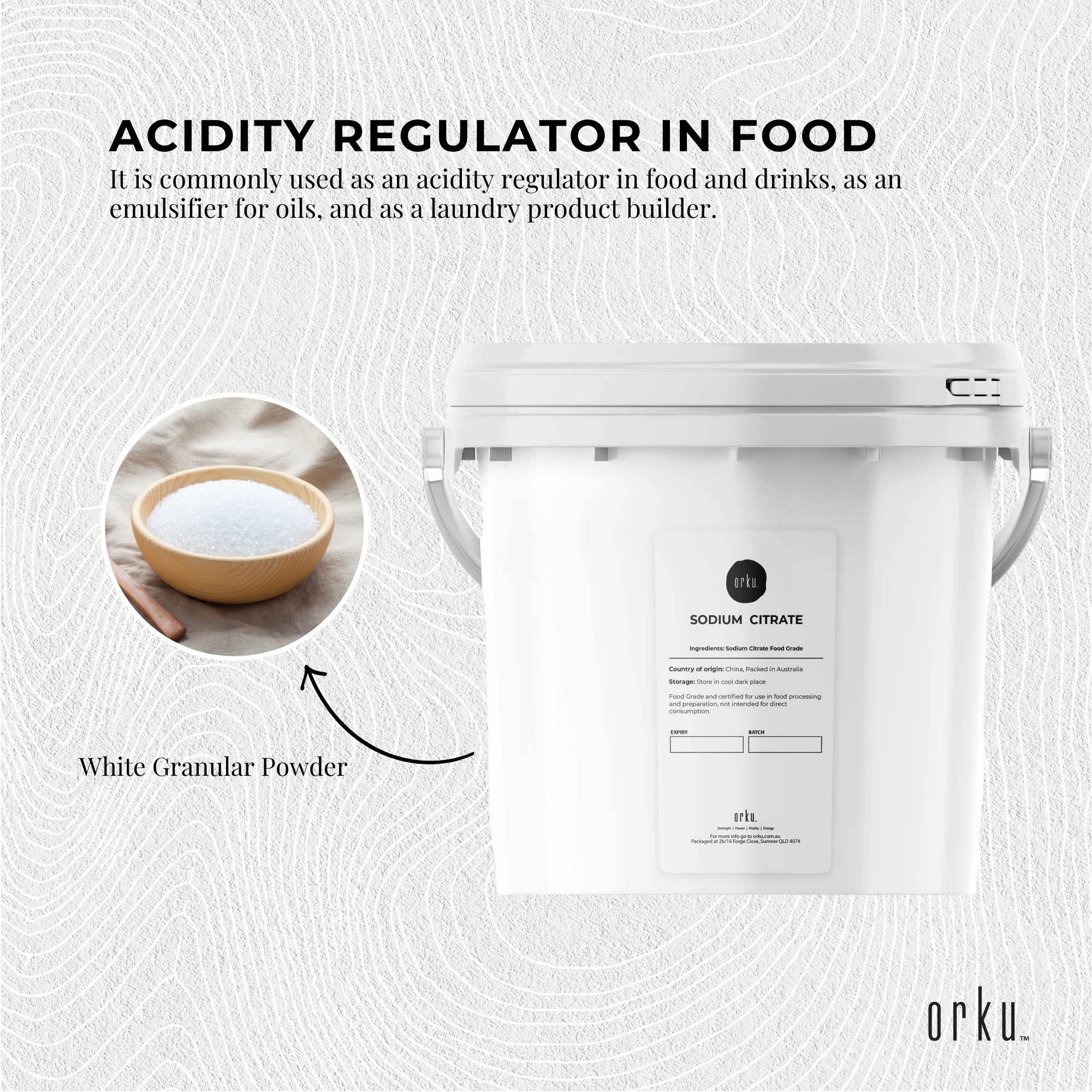 5Kg Sodium Citrate Powder Tub - Trisodium Food Grade Acid Salt Preservative 5