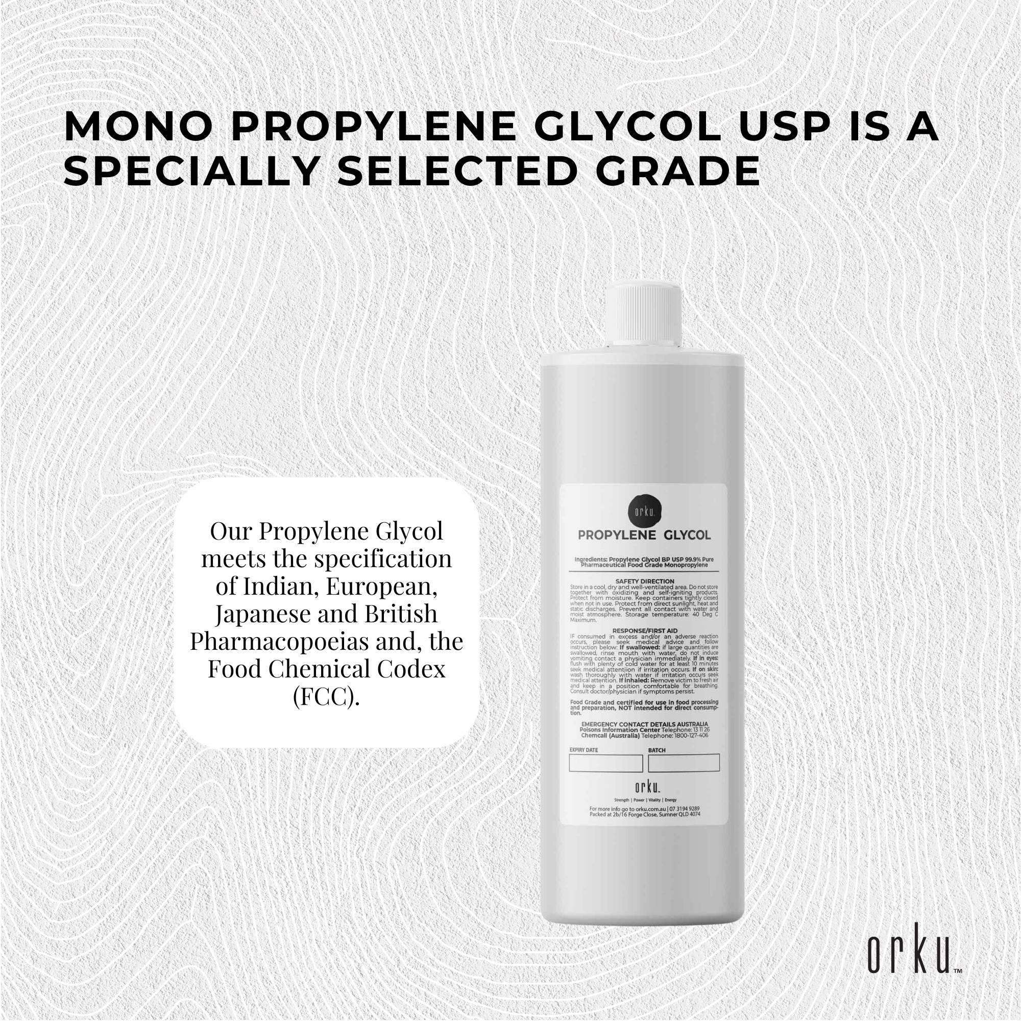 1L Propylene Glycol BP USP 99.9% Pure Pharmaceutical Food Grade Monopropylene 4