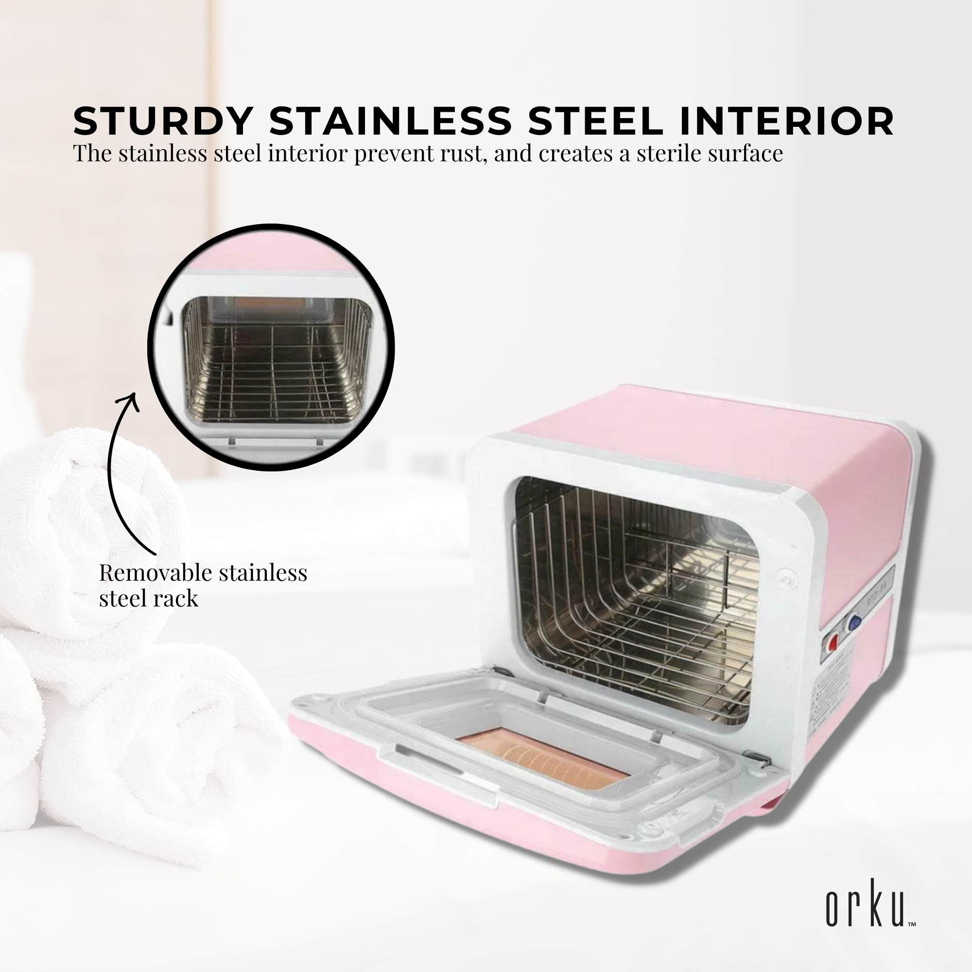 Orku 8L Pink Electric Towel Warmer UV Steriliser Cabinet Salon Heat Sanitiser 4