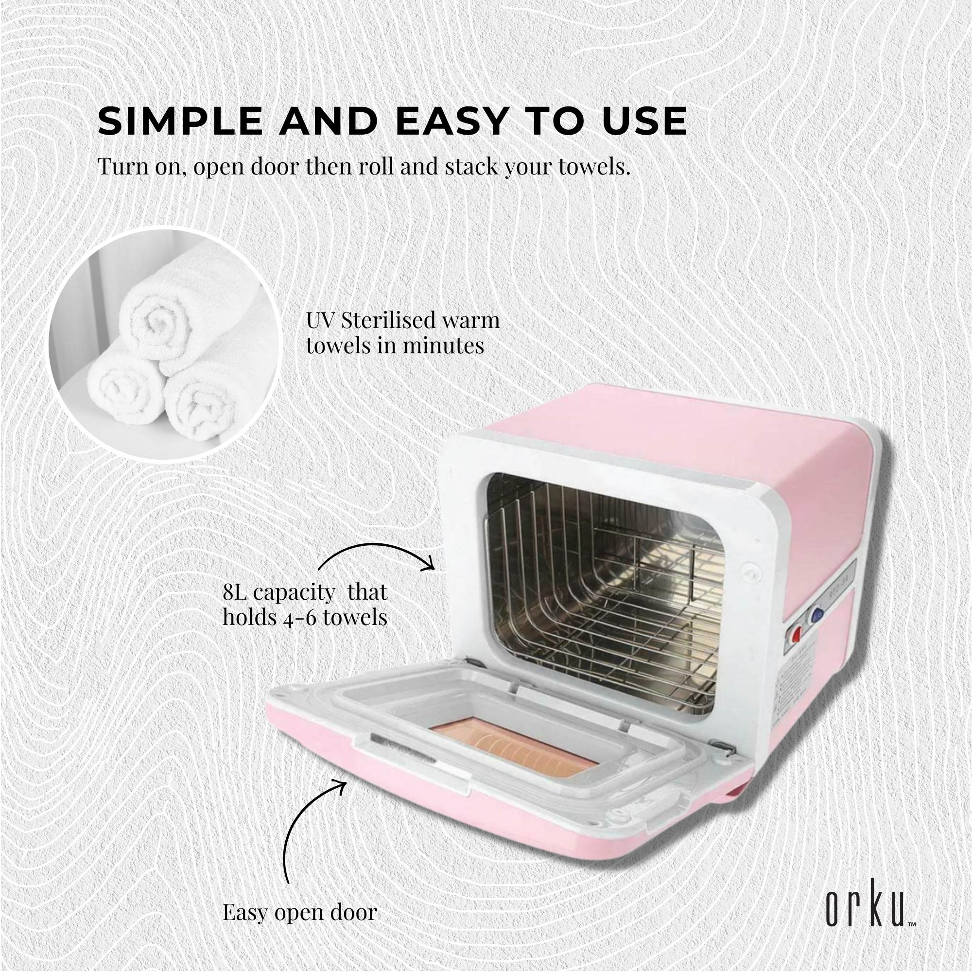 Orku 8L Pink Electric Towel Warmer UV Steriliser Cabinet Salon Heat Sanitiser 5
