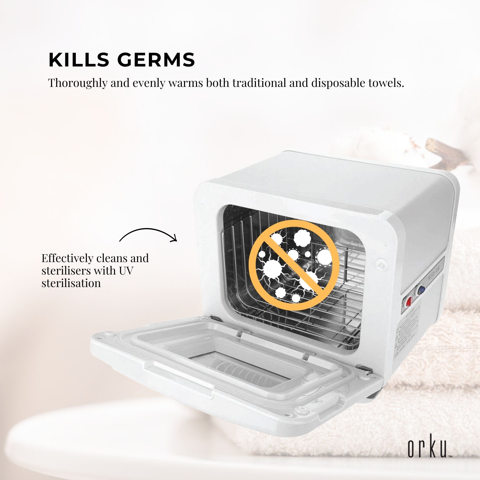 Orku 8L White Electric Towel Warmer UV Steriliser Cabinet Salon Heat Sanitiser 11