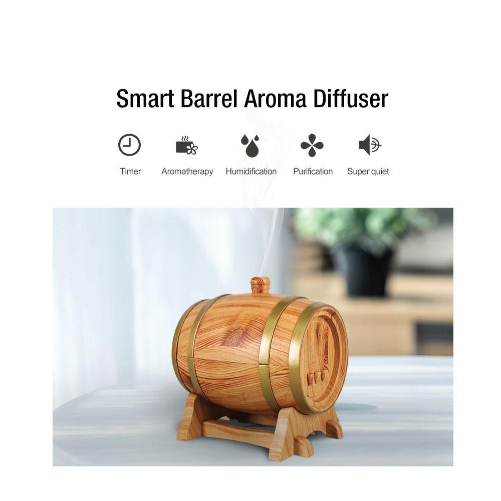 Essential Oil Aroma Diffuser - 350ml Barrel Wood Ultrasonic Air Mist Humidifier 7