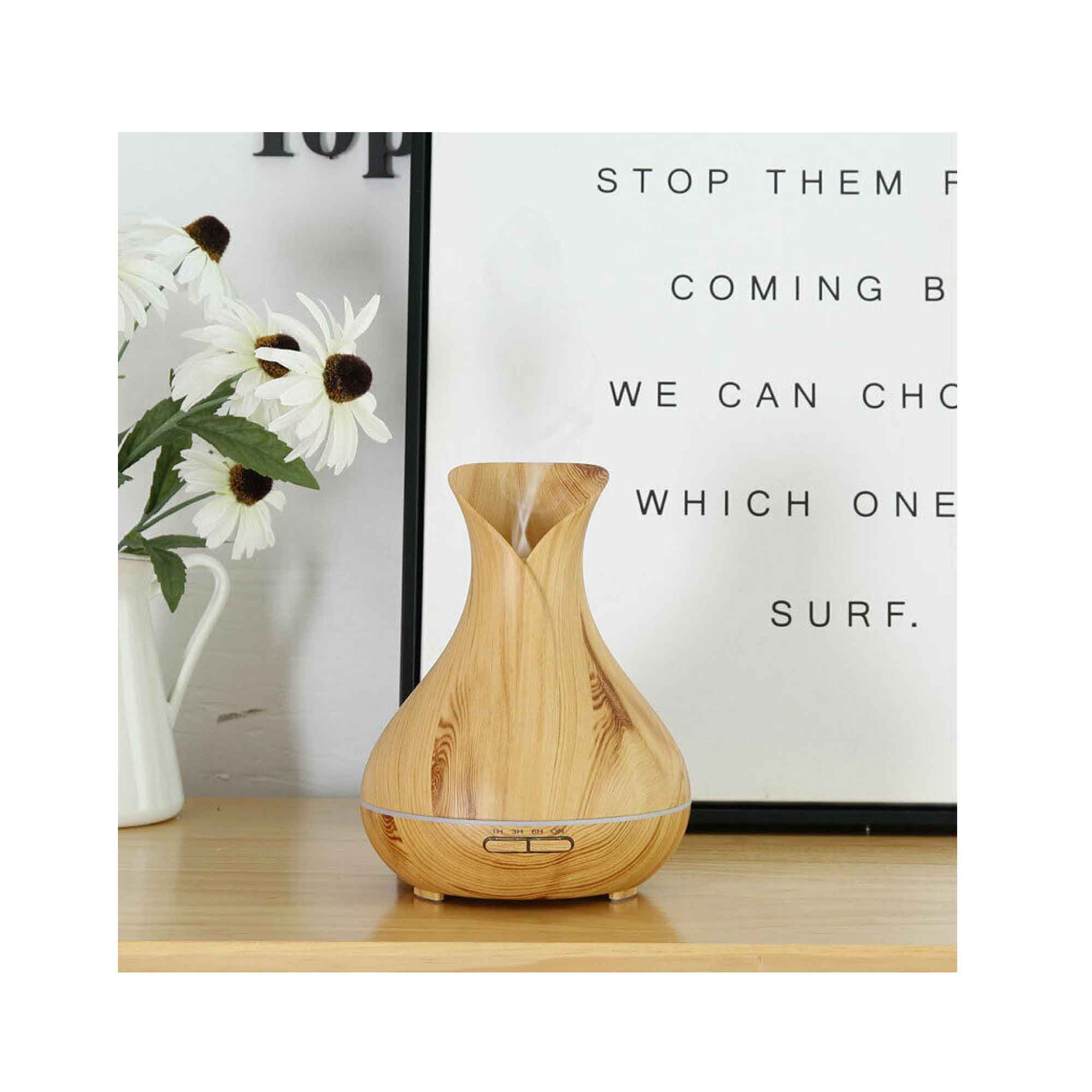 Essential Oil Aroma Diffuser Tulip Light Wood  -Ultrasonic Mist Humidifier 3