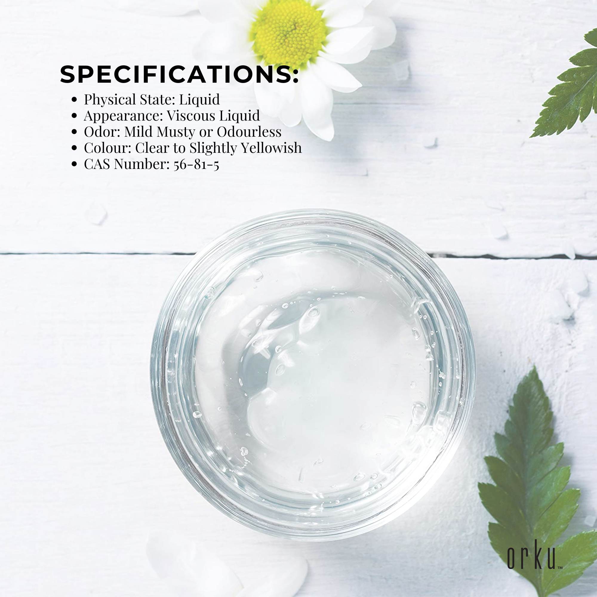 Orku 250ml Glycerine 99.9% Pure USP Food + Cosmetic Grade – Vegetable Glycerol 7