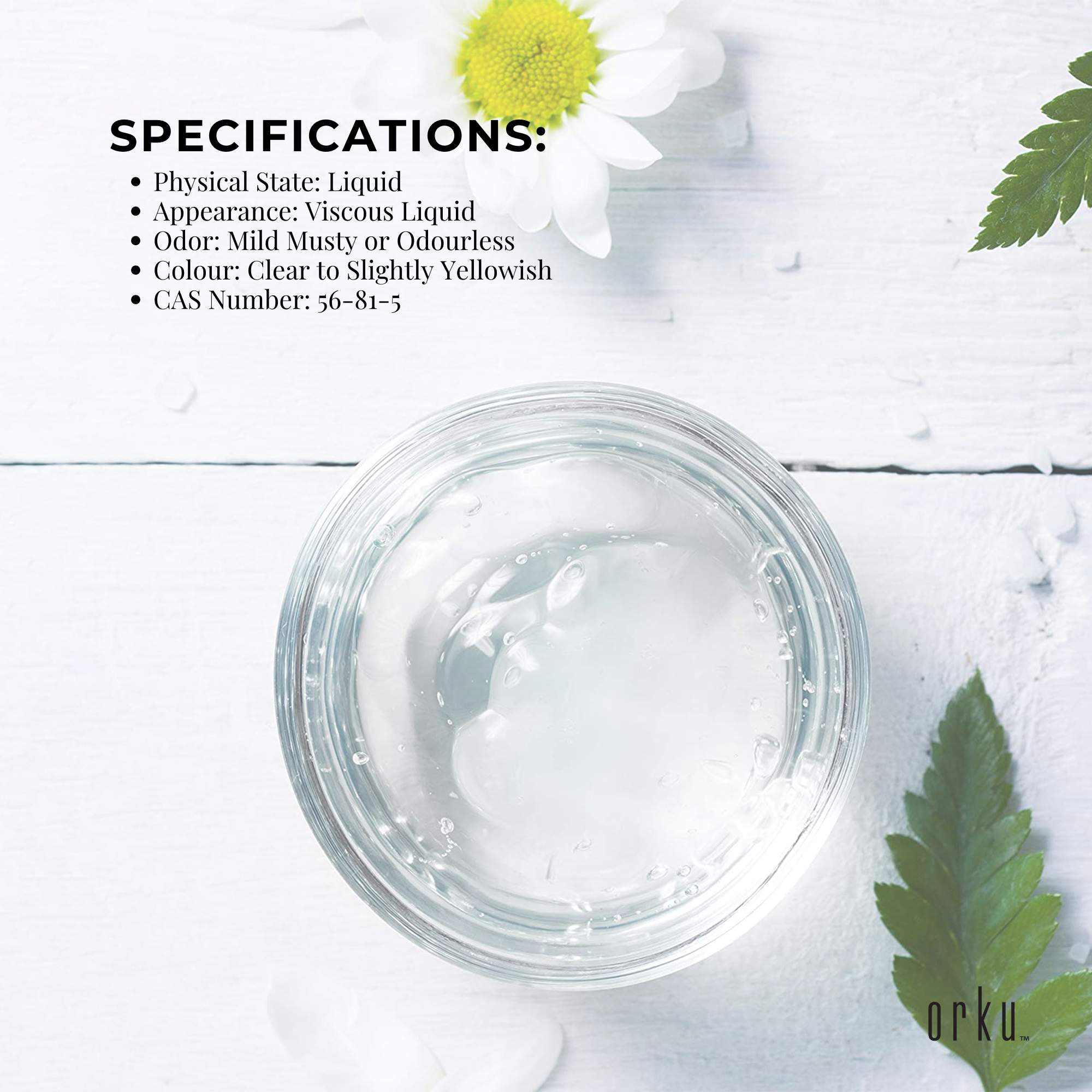 Orku 5L Glycerine 99.9% Pure USP Food + Cosmetic Grade – Vegetable Glycerol 7