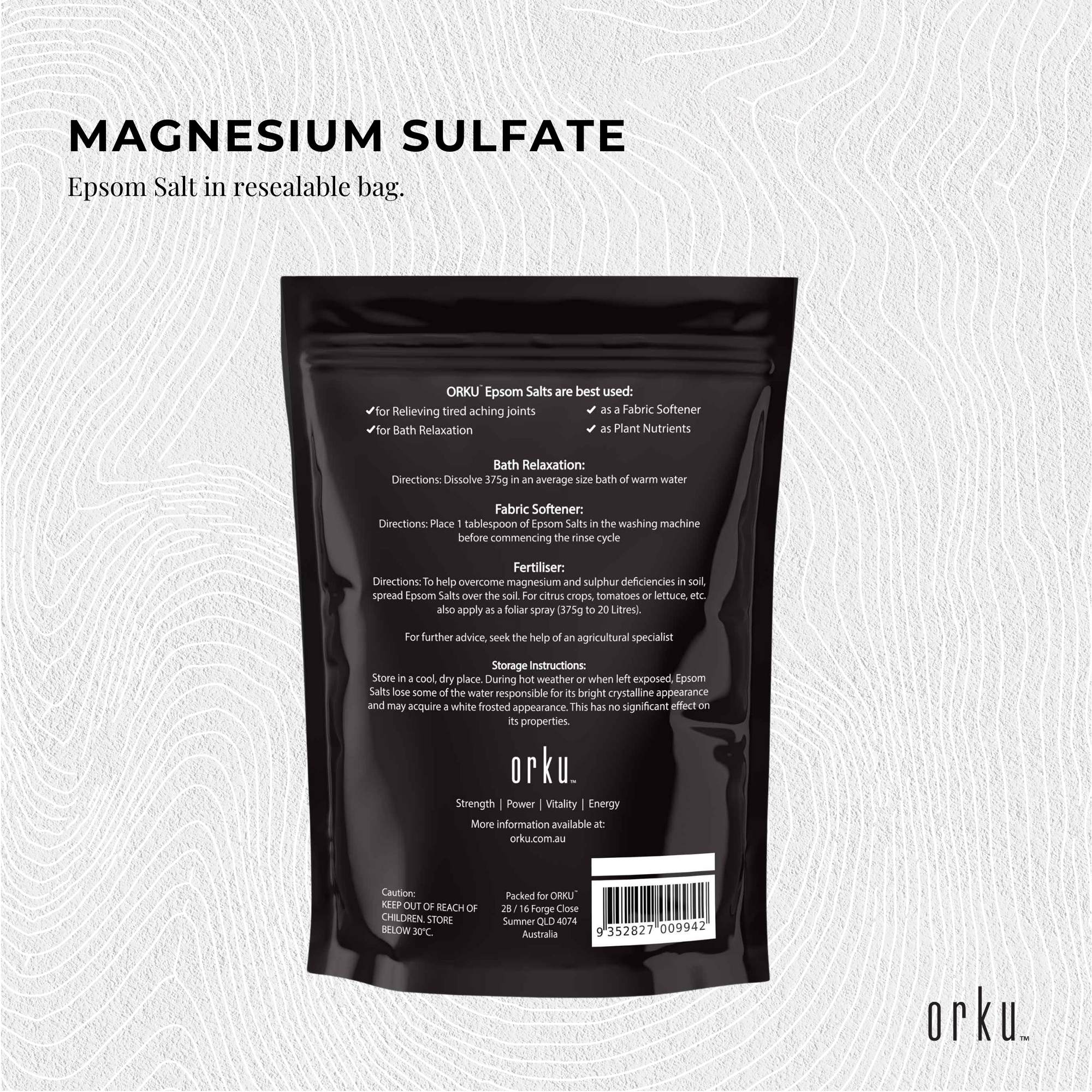 12x 1Kg Orku Epsom Salt - Magnesium Sulphate Bath Salts Skin Body 3