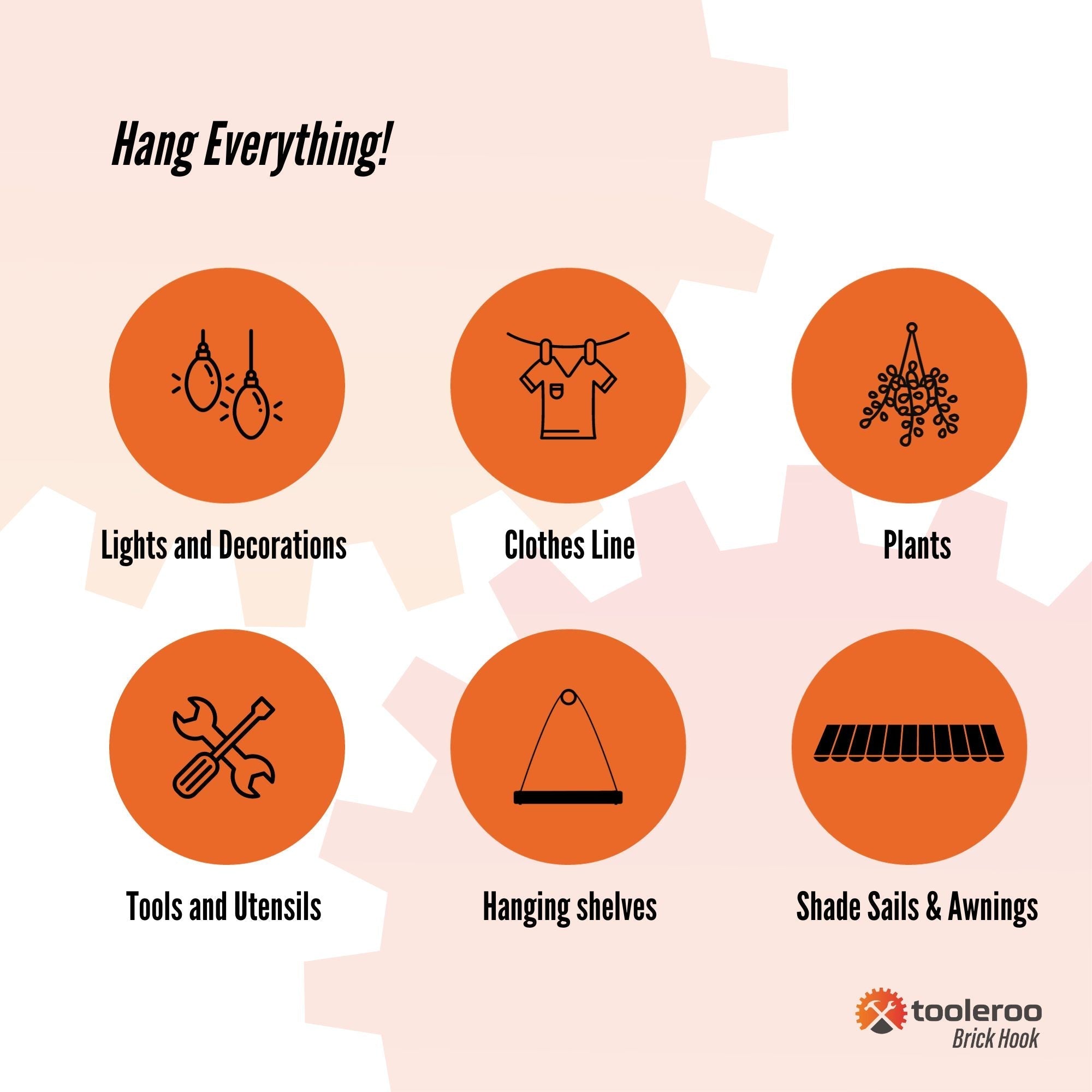 5 Pack 76mm (3") Brick Hooks - Wall Clips Hangers For Pictures Pot Plants 8