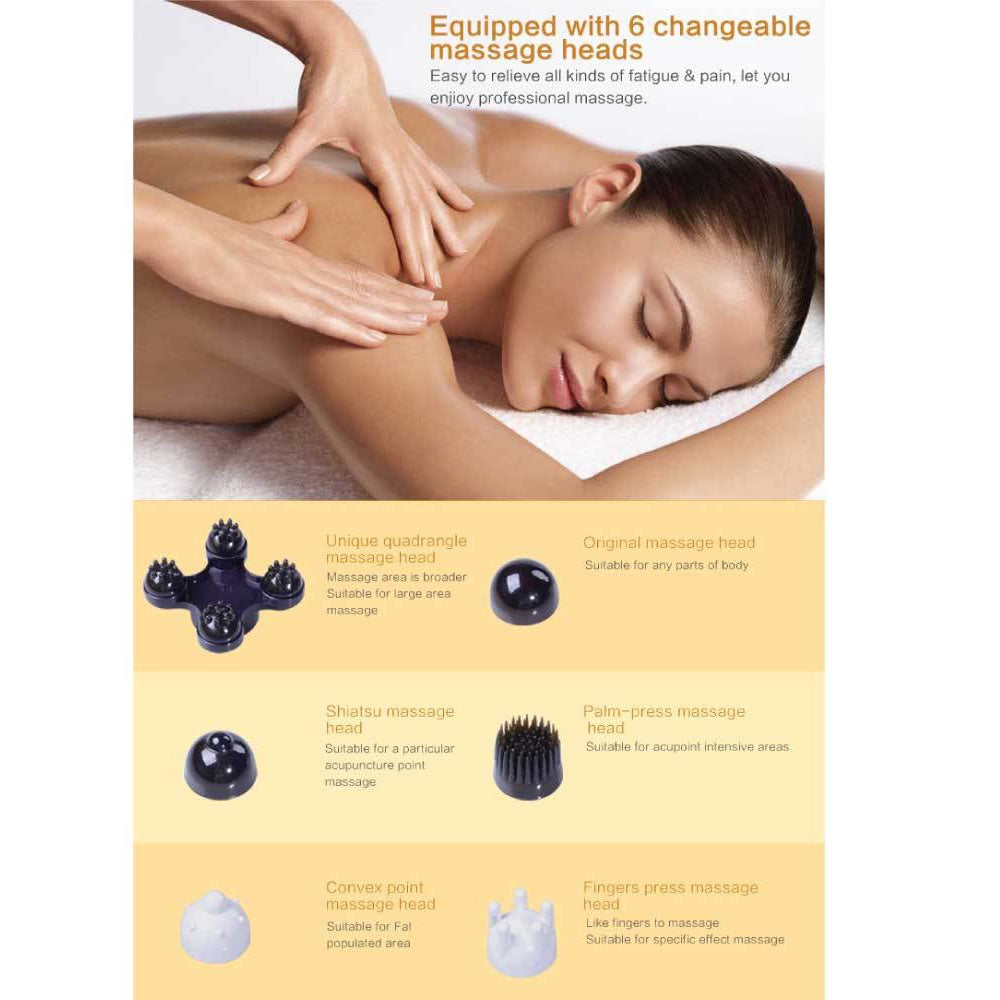 Full Body Handheld Massager - 6 Massage Heads Neck Shoulder Back Legs 6