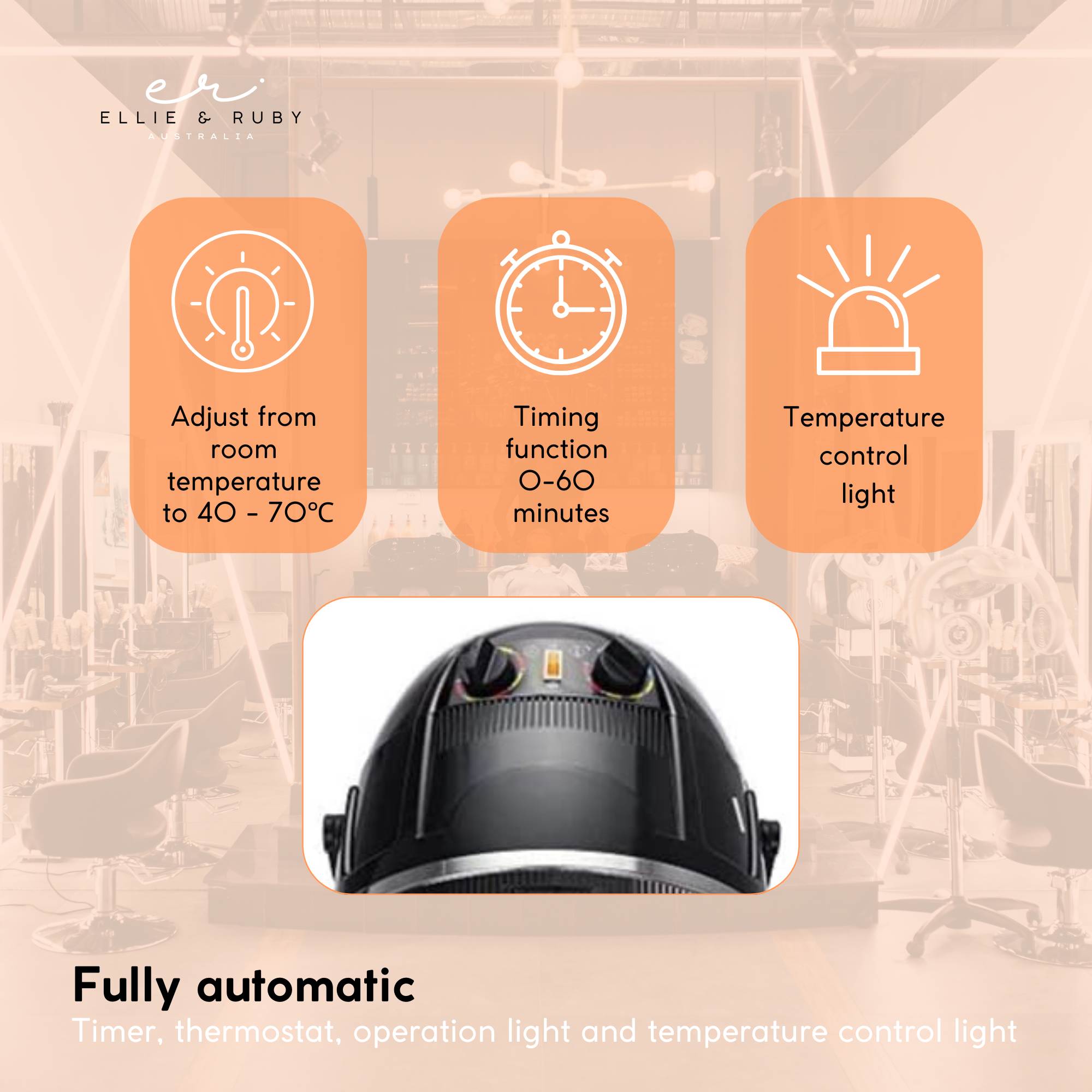 Ellie & Ruby Hanging Hooded Hair Dryer Wall Mounted Bonnet Hood Salon Hairdryer 7