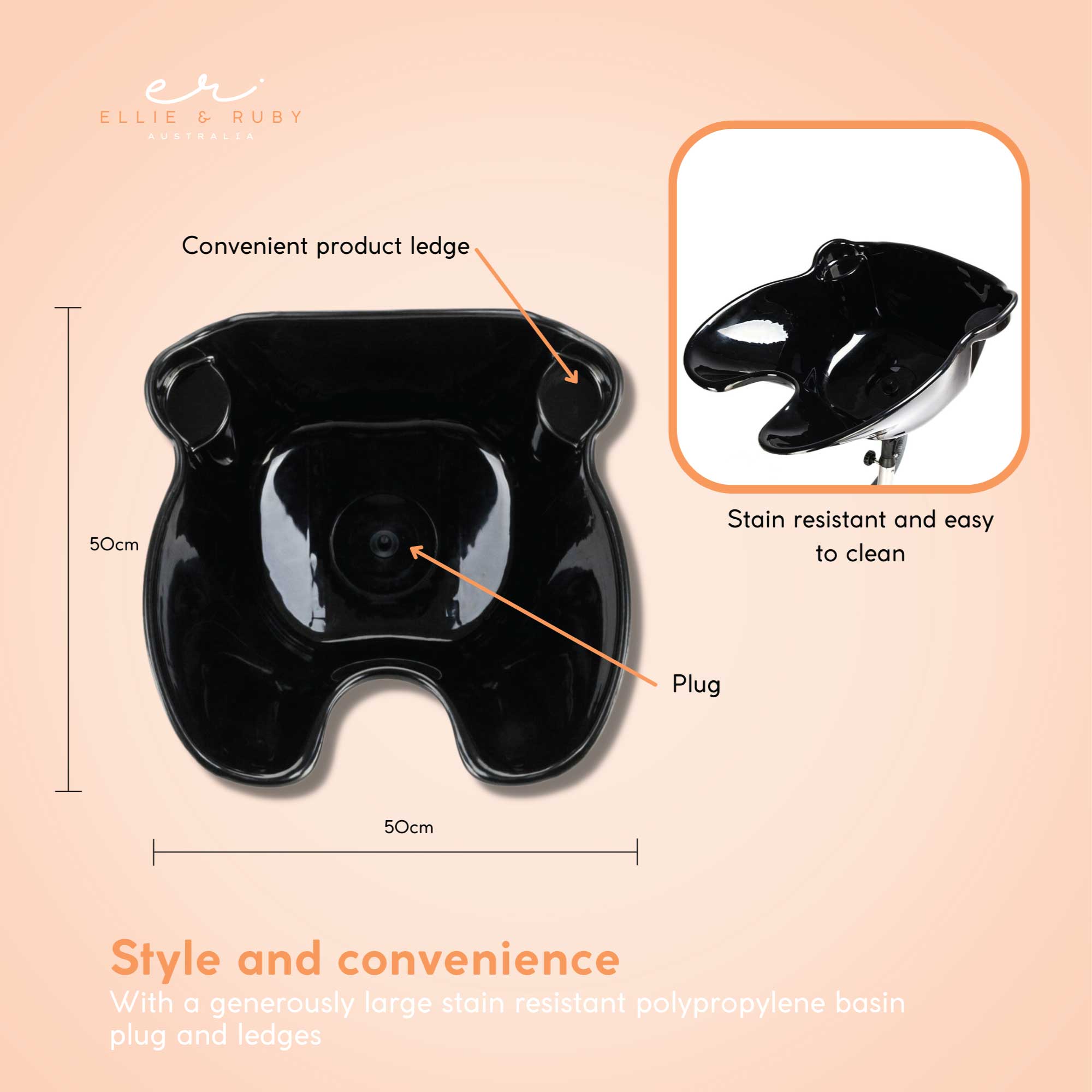 Ellie & Ruby Large Portable Hairdressing Salon Basin Hair Washing Deep Sink Bowl 4