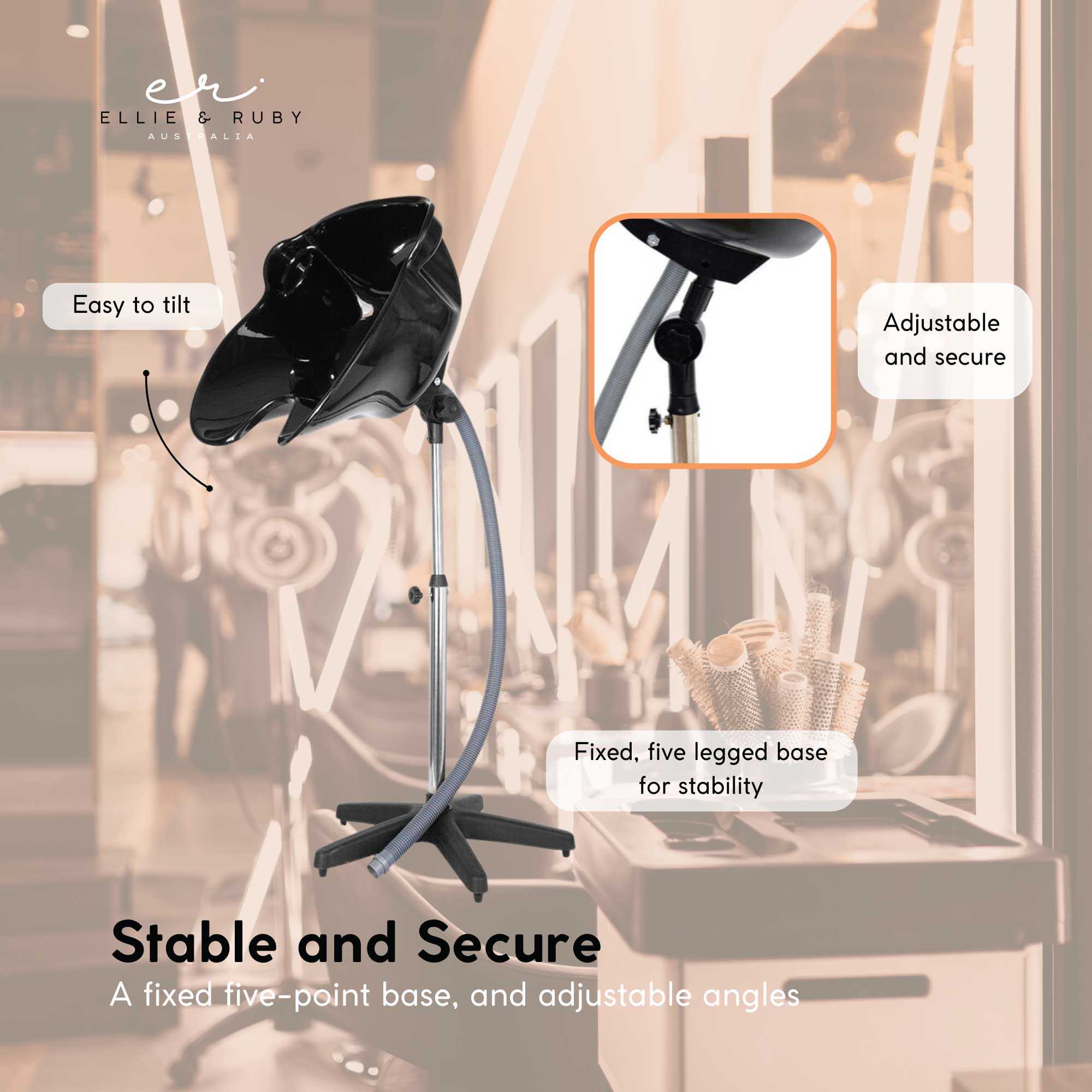 Ellie & Ruby Large Portable Hairdressing Salon Basin Hair Washing Deep Sink Bowl 6