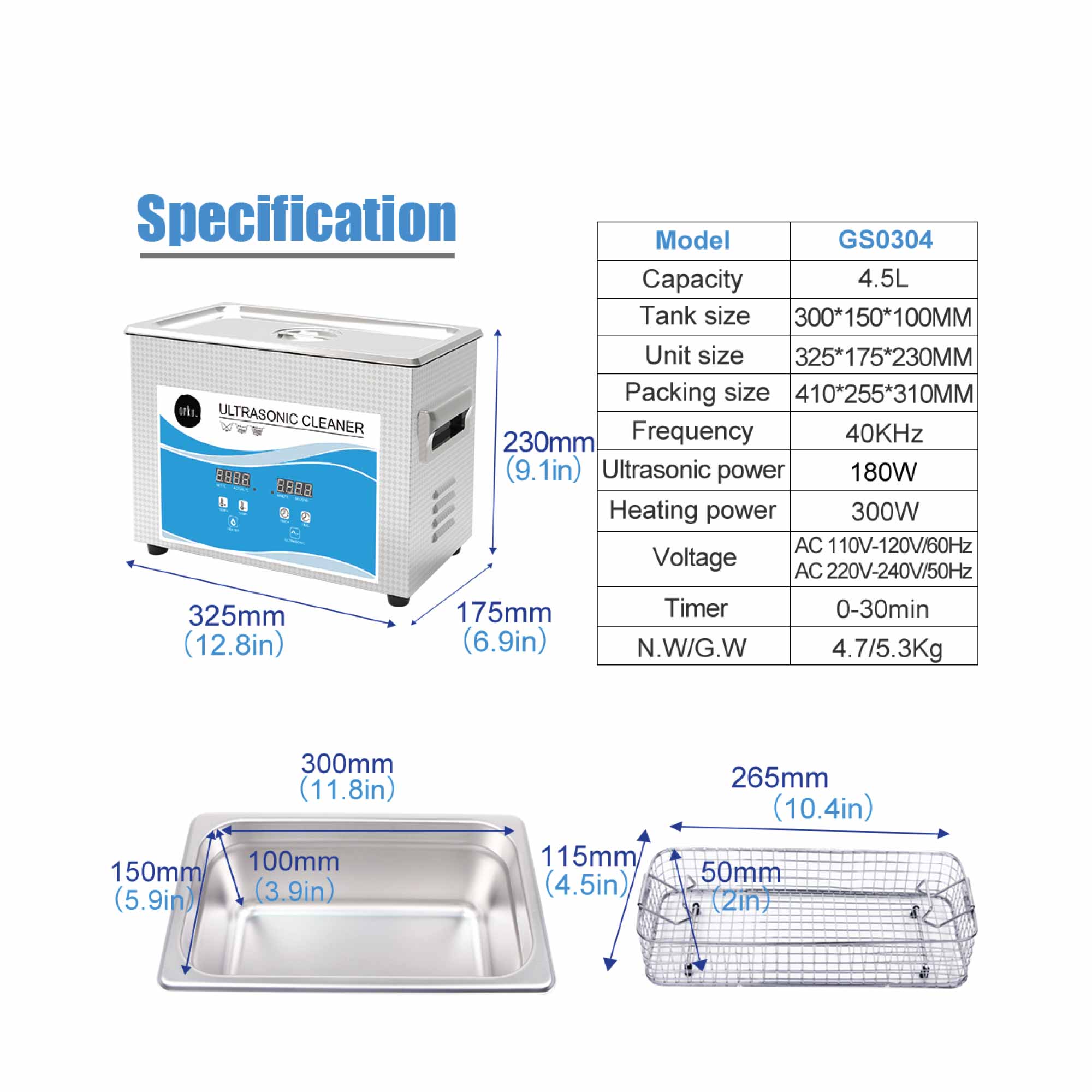 4.5L Digital Ultrasonic Cleaner - Ultra Sonic Bath Jewellery Cleaning 8