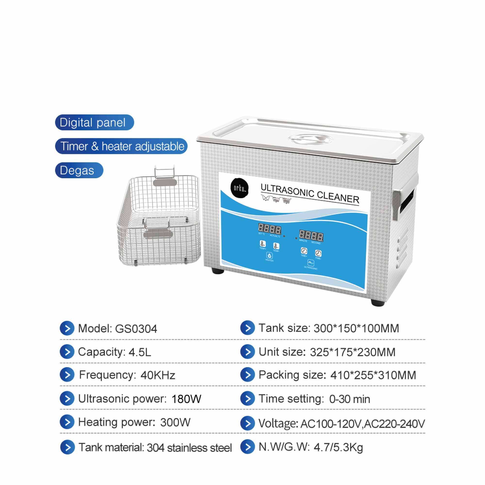 4.5L Digital Ultrasonic Cleaner - Ultra Sonic Bath Jewellery Cleaning 10