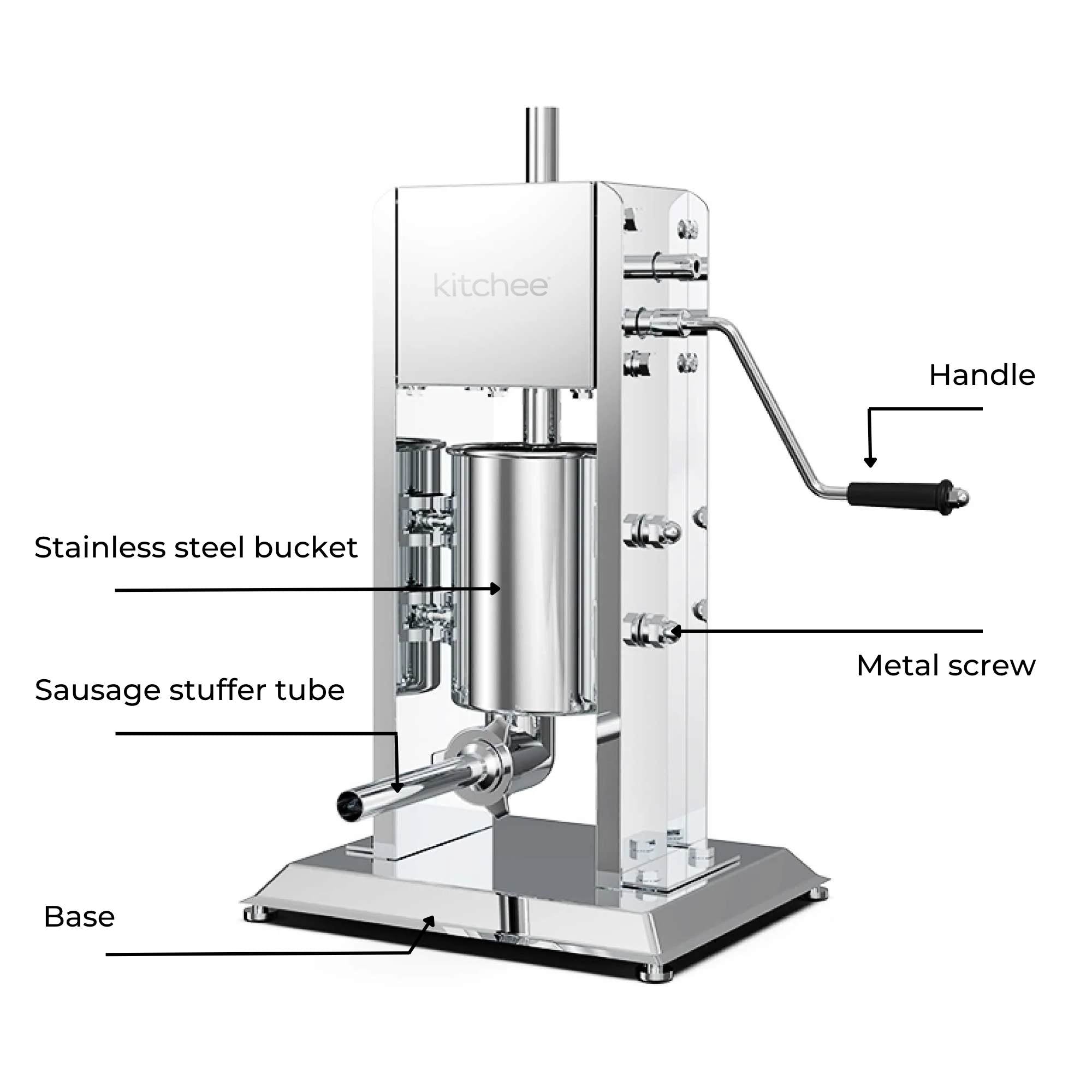 3L Manual Vertical Sausage Filler - Stainless Stuffer Meat Press Machine 3